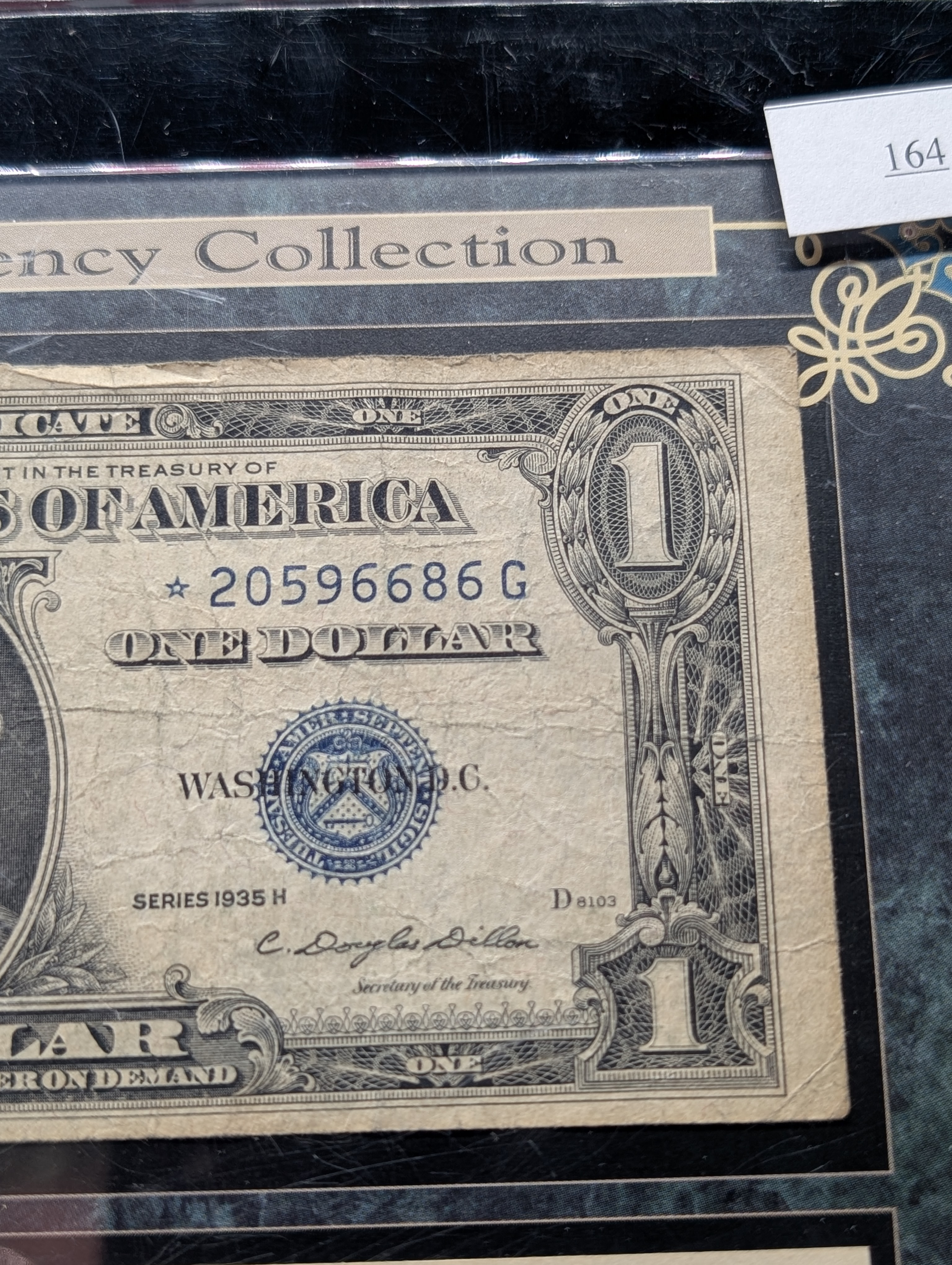 U.S. Historic Currency Collection, 1935 H Series Star Note $1 Silver Cert, 1995 Series $2 Note, & 1953 A Series $2 Red Seal Note