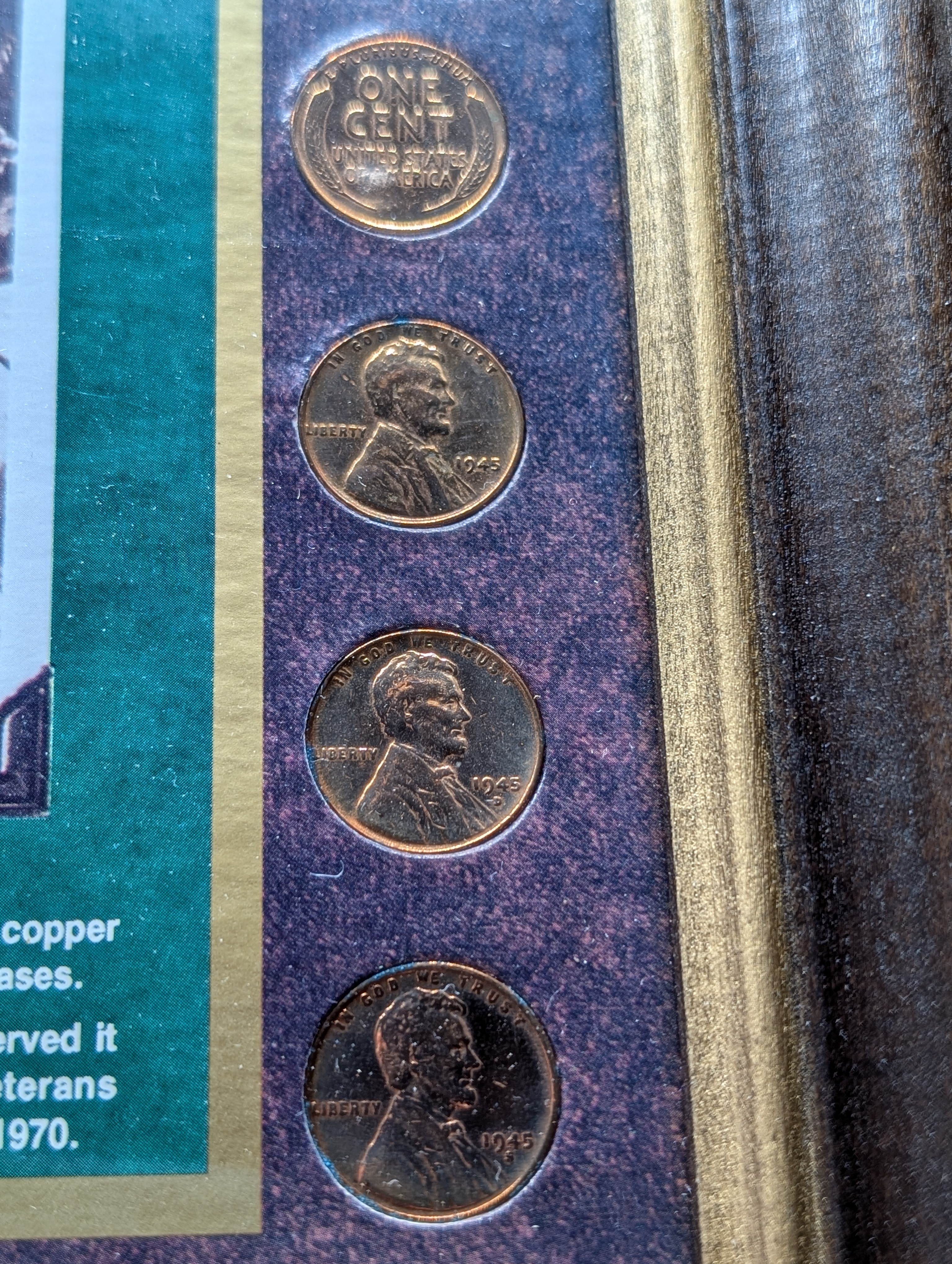 Peace At Last Lincoln Wheat Cent Collection - 14 Coins, 4 Stamps, Framed