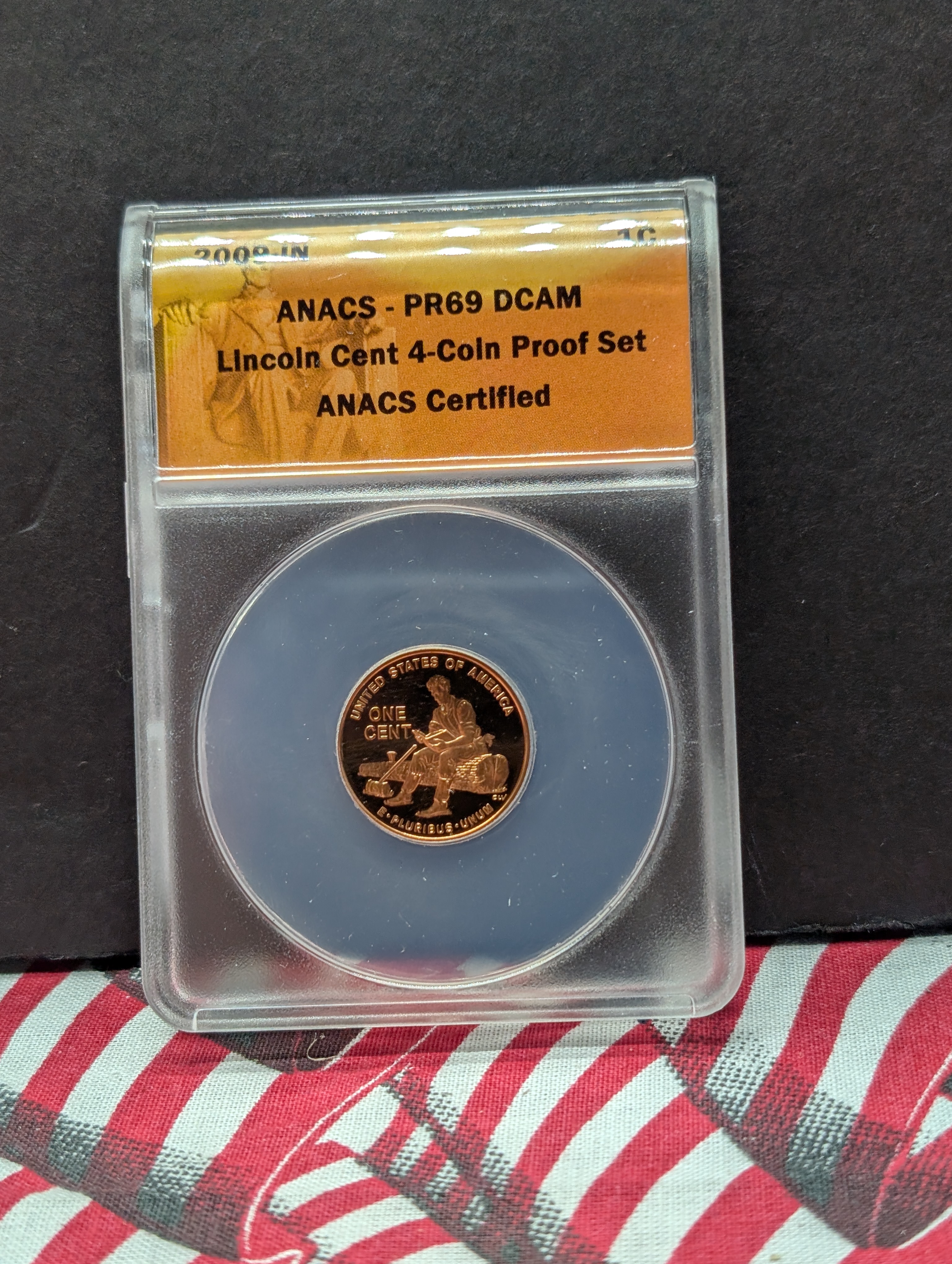 2009-S Lincoln Cent 4-Coin Proof Set, ANACS- PR69 DCAM in Wood Box