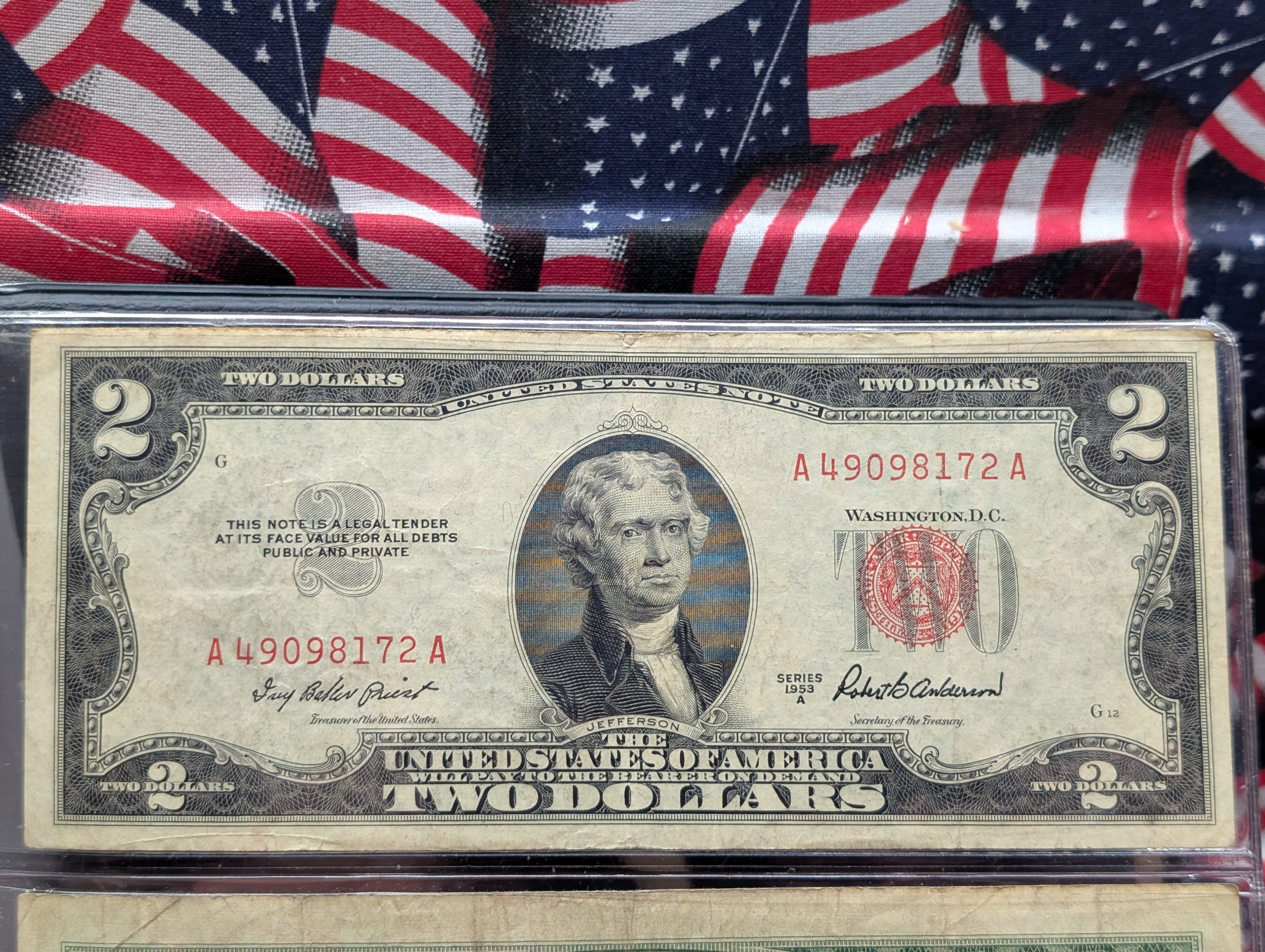 United States Red Seal Currency Collection - 1953 A Series $2 & 1963 Series $5 Note with COA