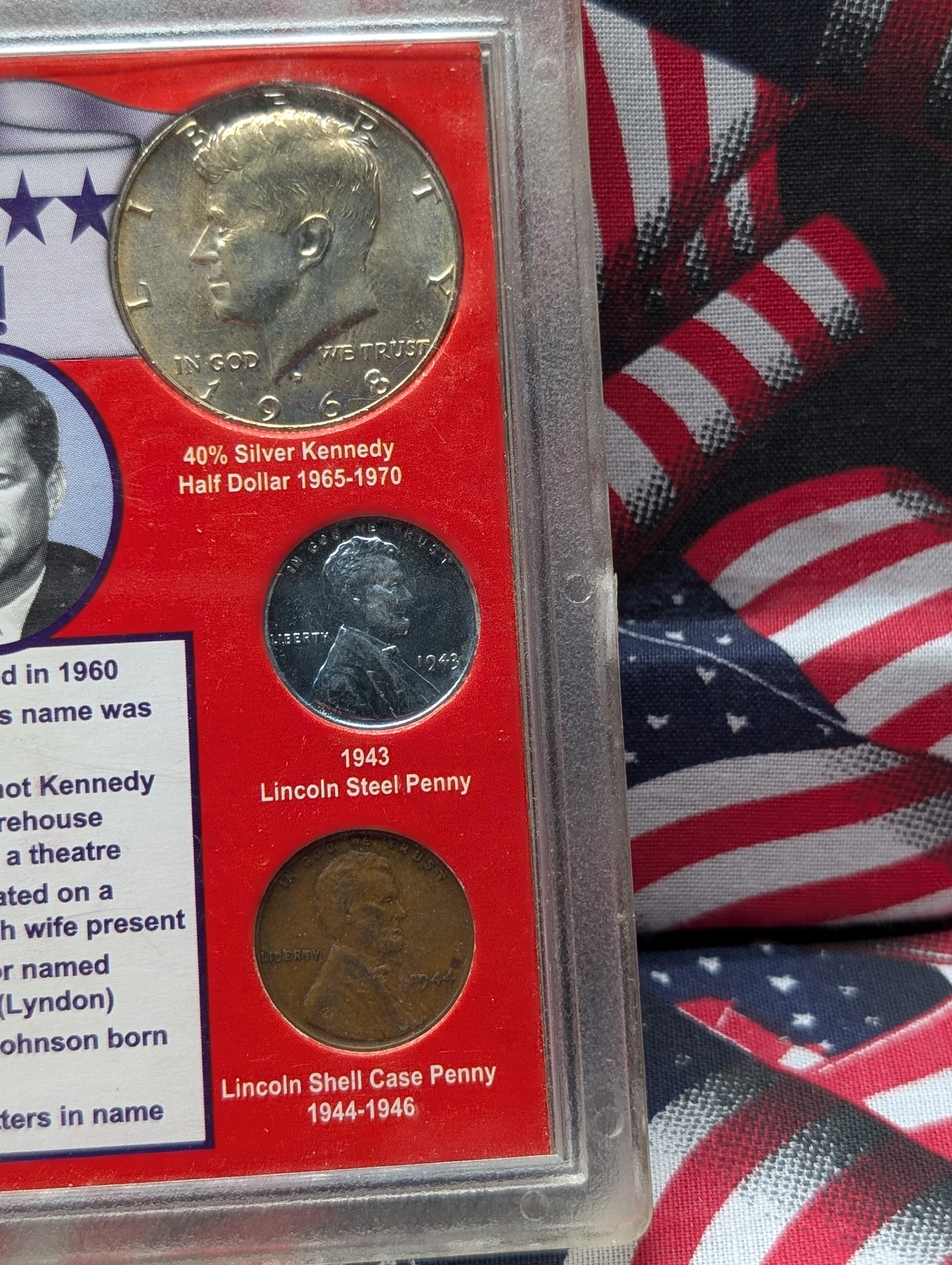 Two Presidents 13 Uncanny Coincidences Coin Set with 6 Coins, Lincoln/ Kennedy