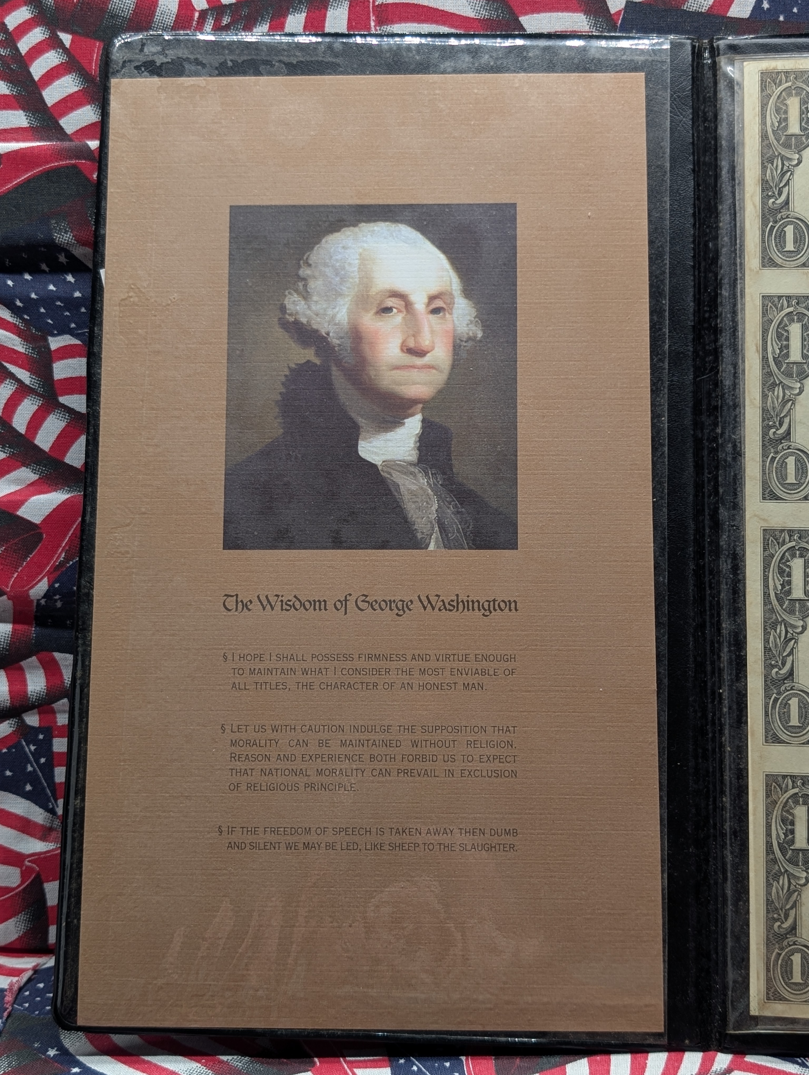 The Wisdom of George Washington Uncut Sheet of (4) 2003 A Series $1 Notes Set