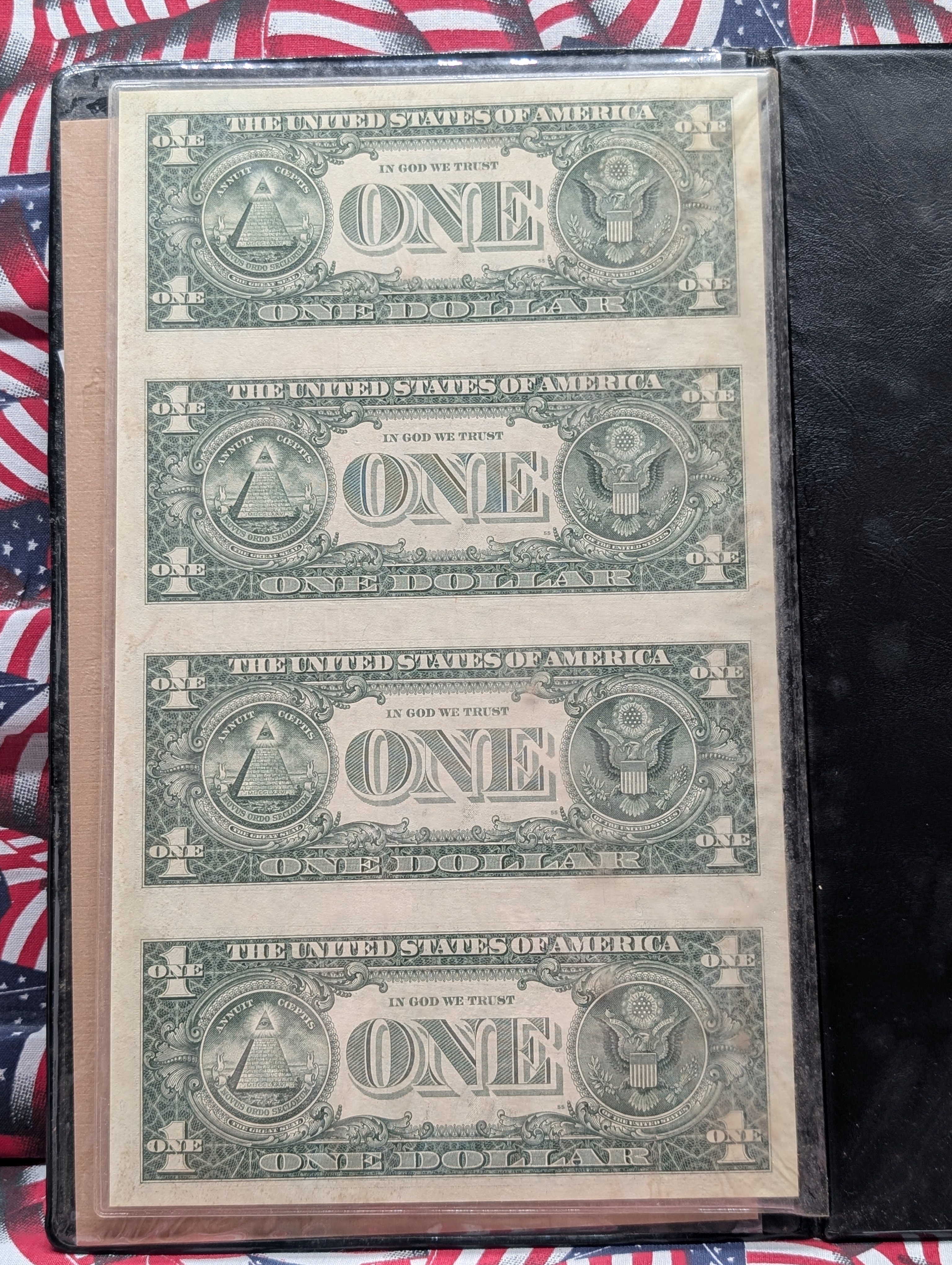 The Wisdom of George Washington Uncut Sheet of (4) 2003 A Series $1 Notes Set
