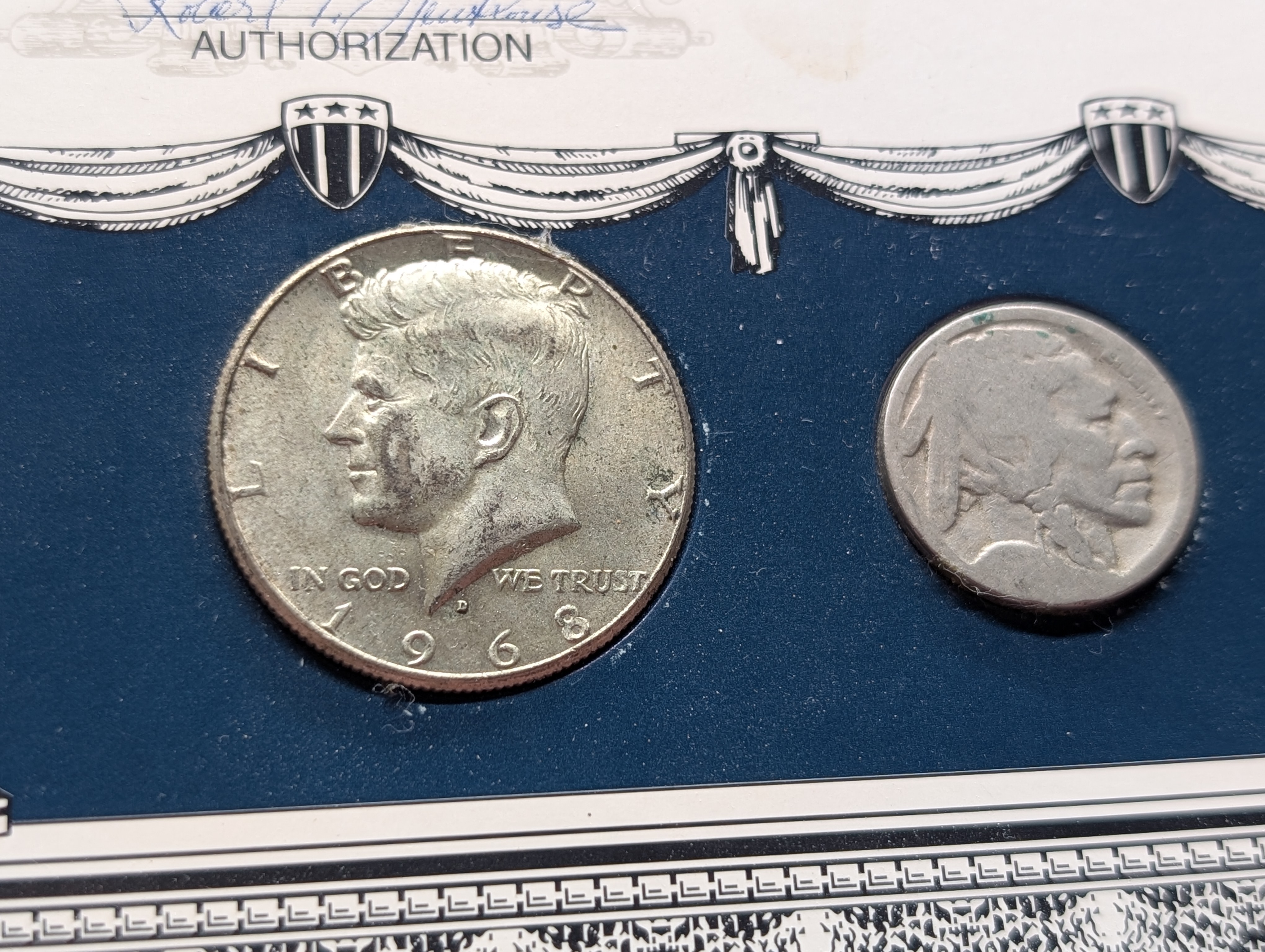 U.S. Legal Tender Collection - Wheat Cent, Buffalo Nickel, 1968-D 40% Silver Kennedy Half Dollar, 1943 Mercury Silver Dime