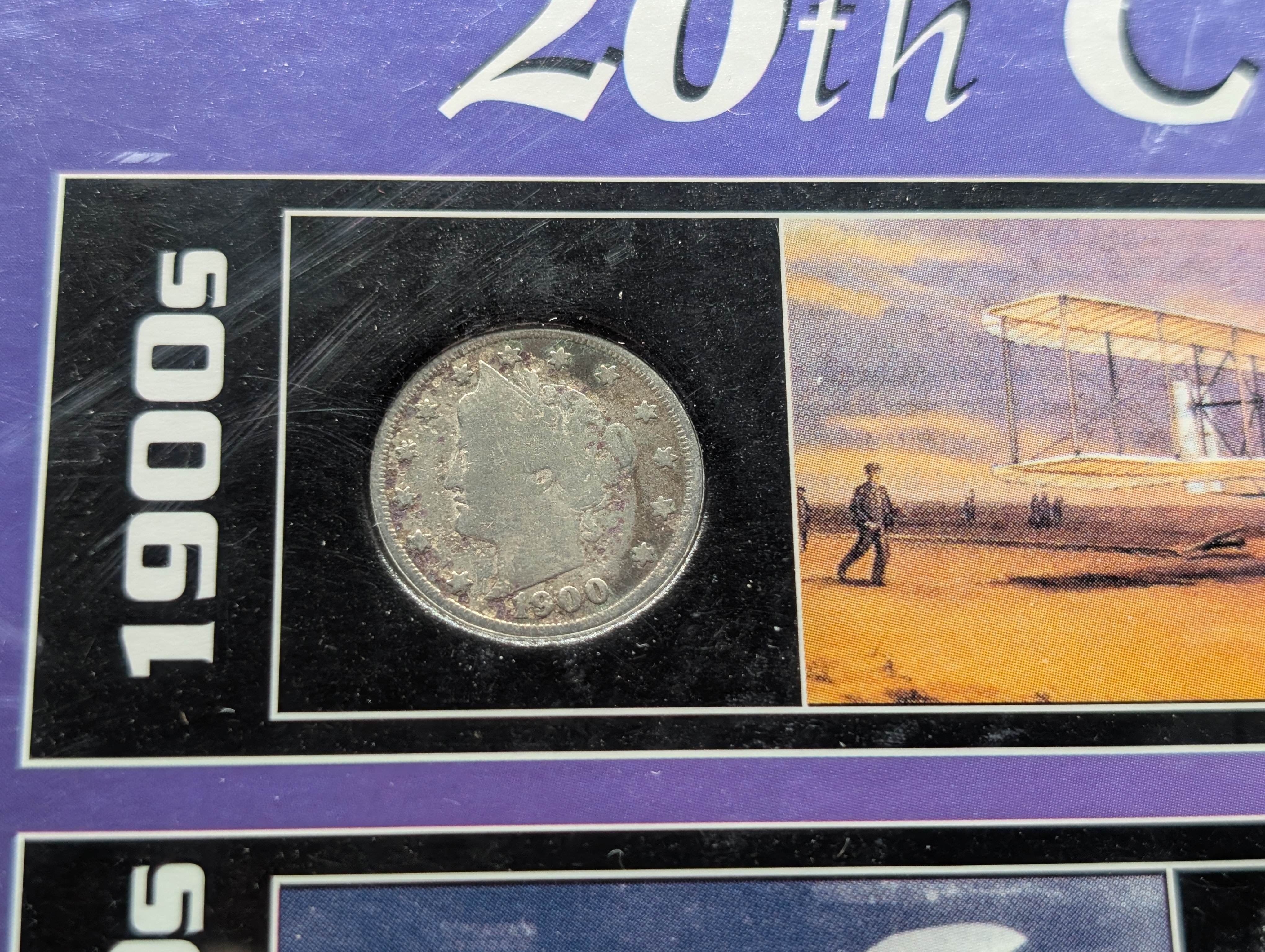 10 Decades of 20th Century Coins, Includes Two 90% Silver Coins - 1917 Mercury Dime, 1958 Franklin Half Dollar