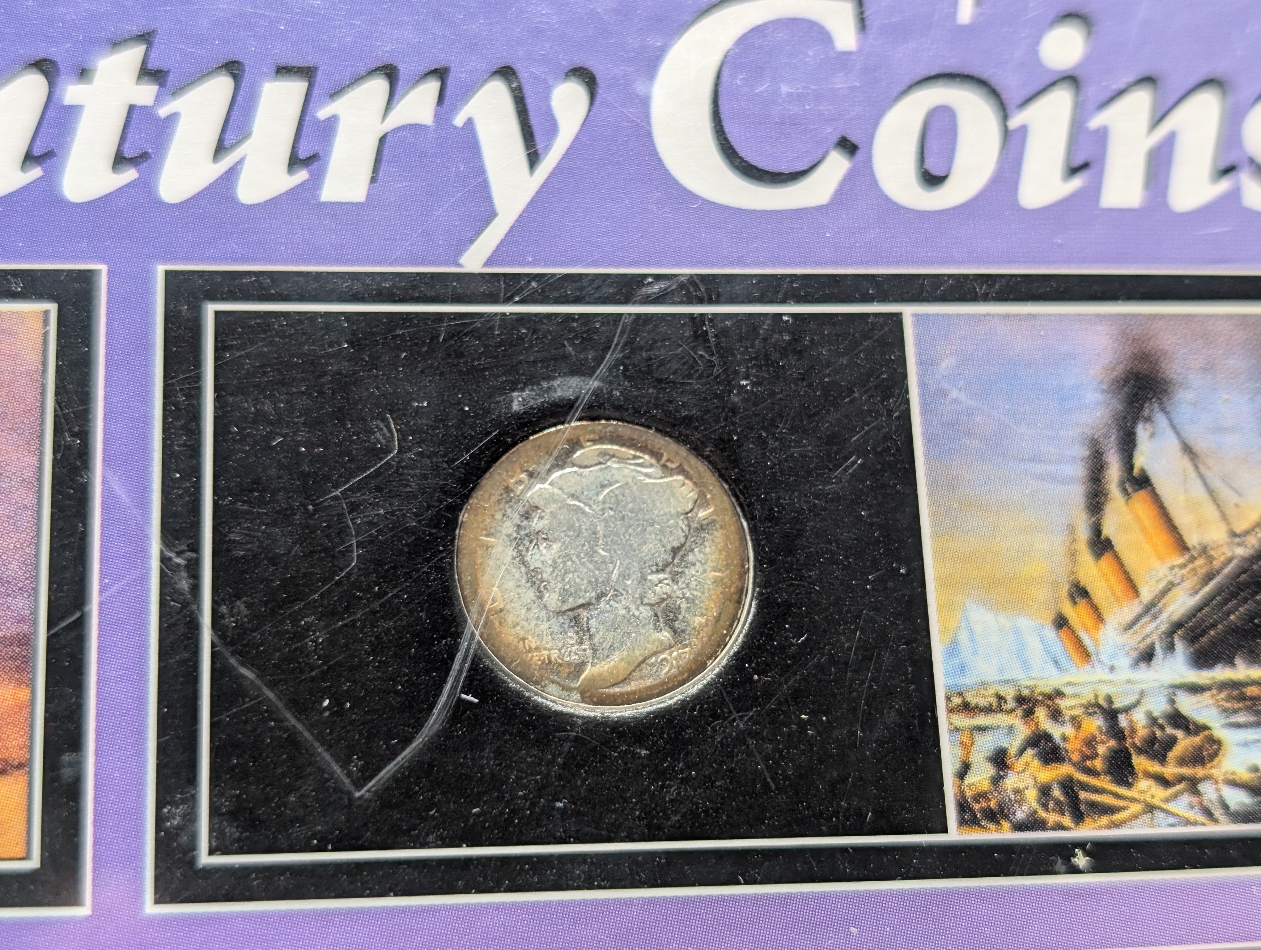 10 Decades of 20th Century Coins, Includes Two 90% Silver Coins - 1917 Mercury Dime, 1958 Franklin Half Dollar