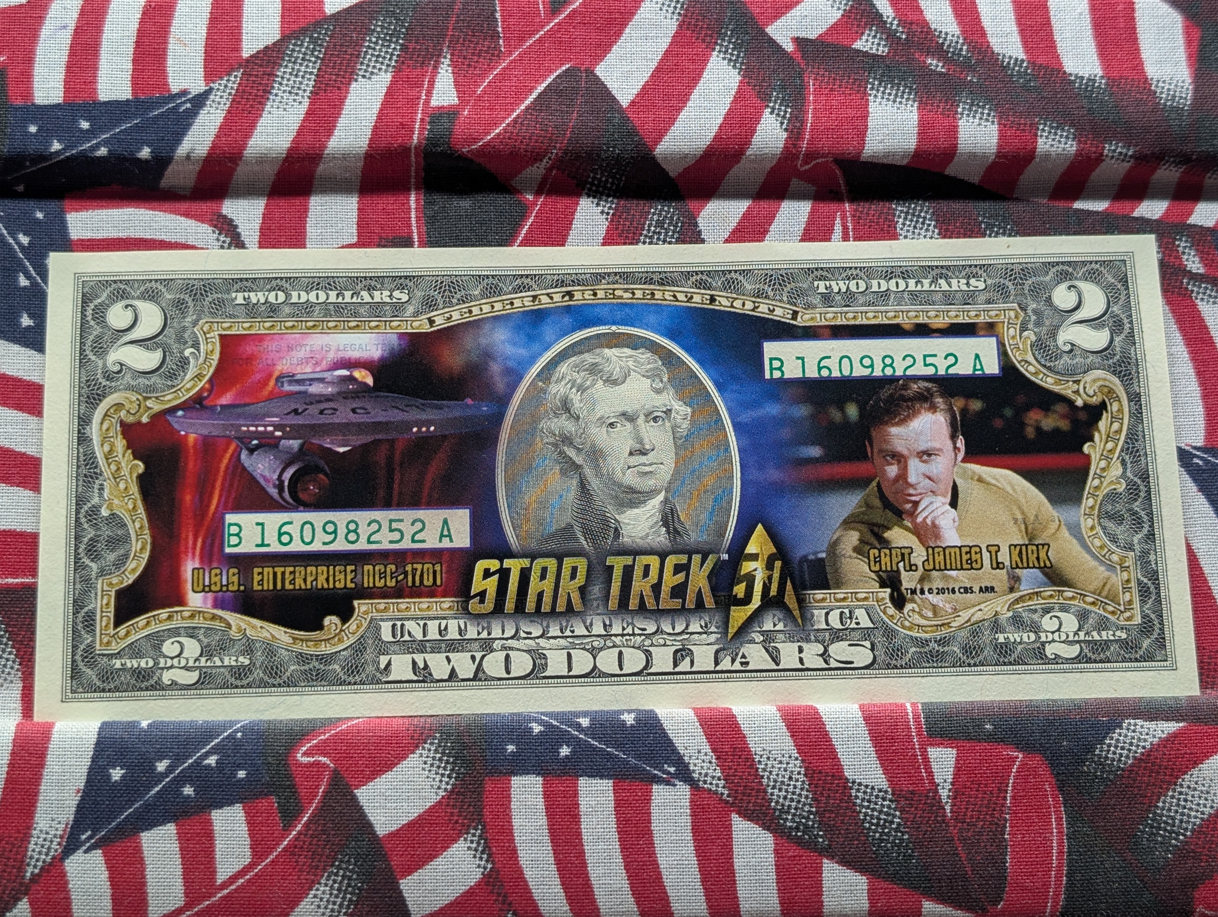 Star Trek 50th Anniversary 1966-2016 Colorized $2 Note