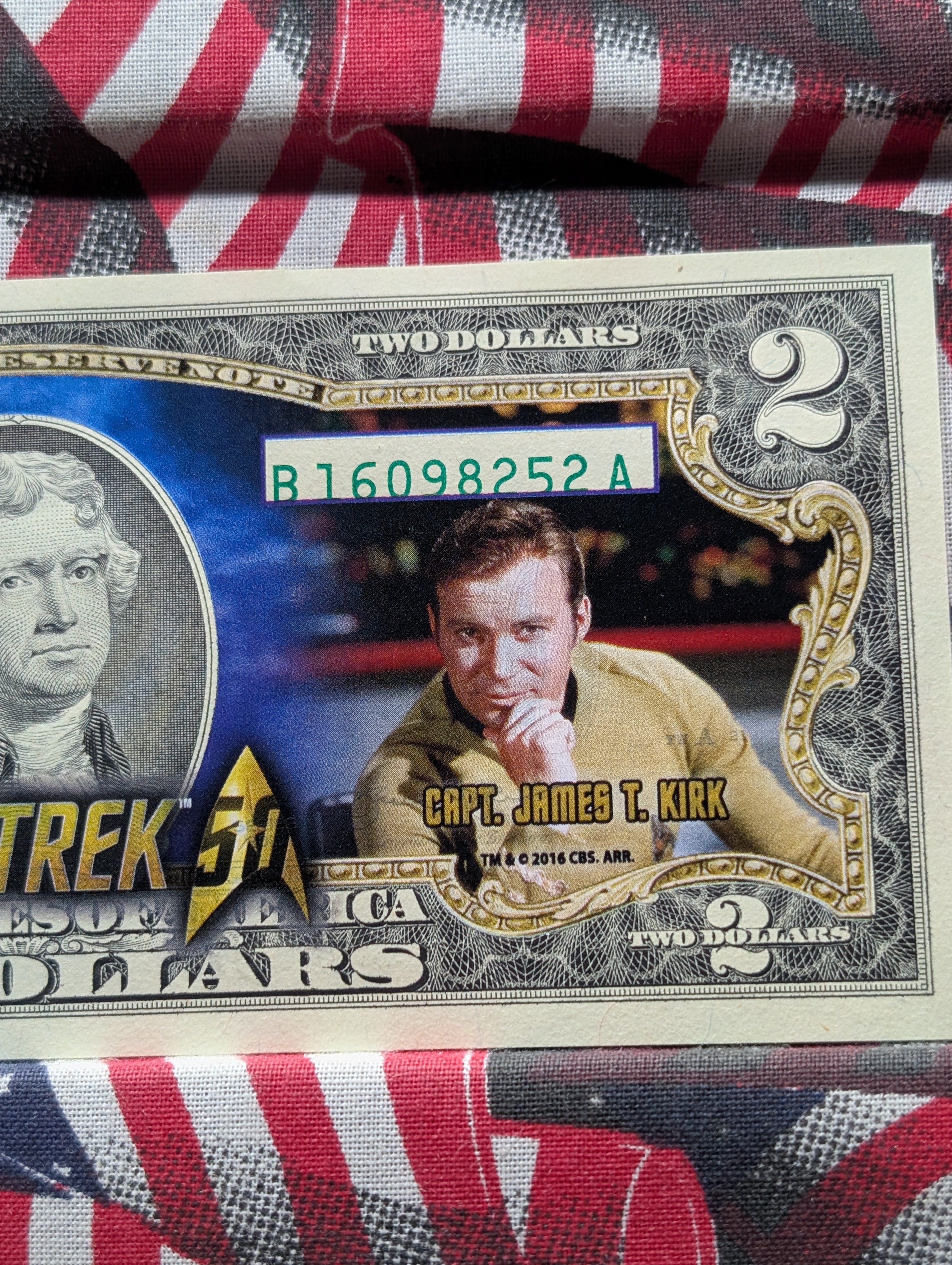 Star Trek 50th Anniversary 1966-2016 Colorized $2 Note