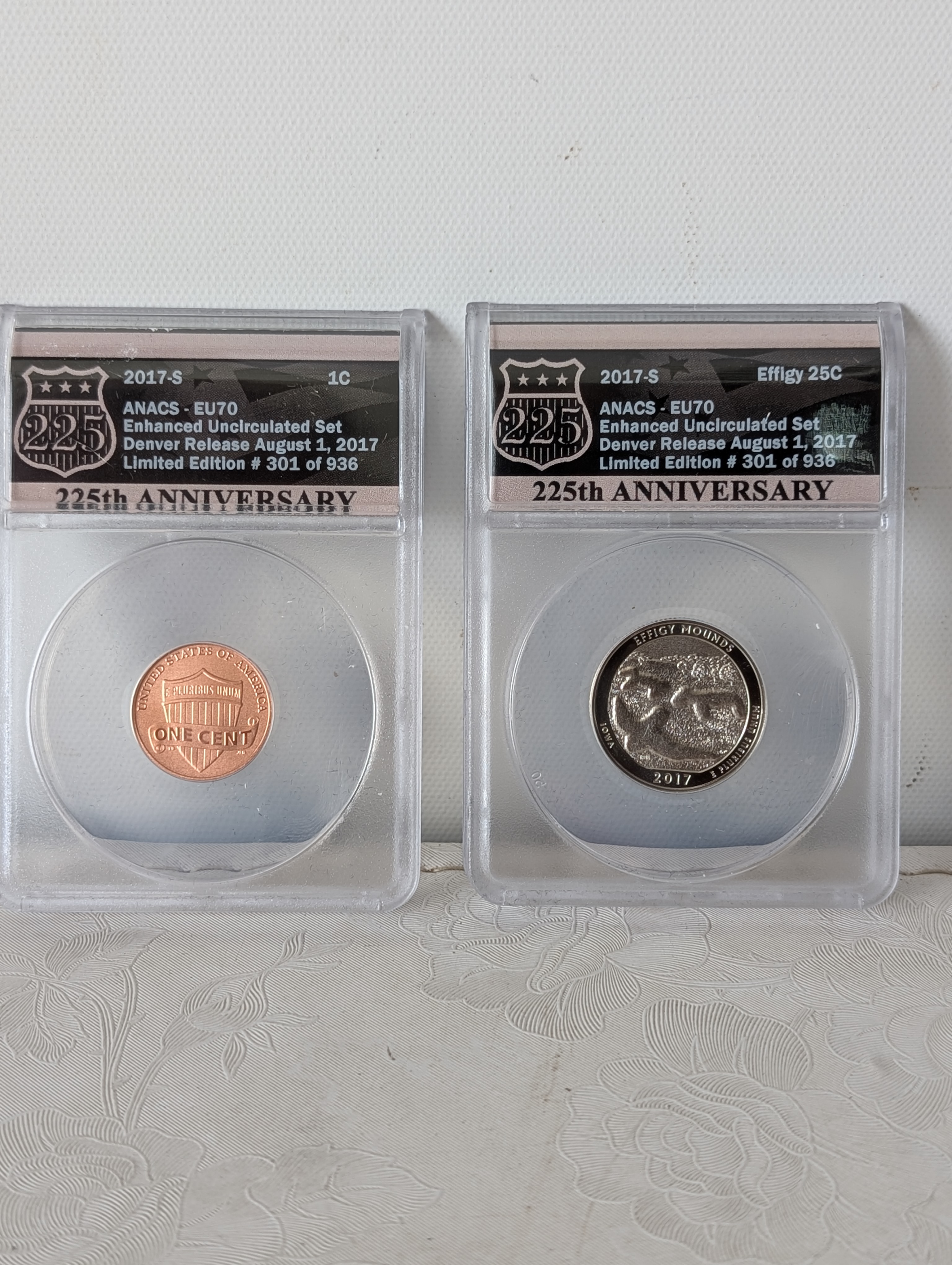 2017-S Enhanced Uncirculated Set - 301 of 936 - ANACS EU70, 10 Coins in Wood Case