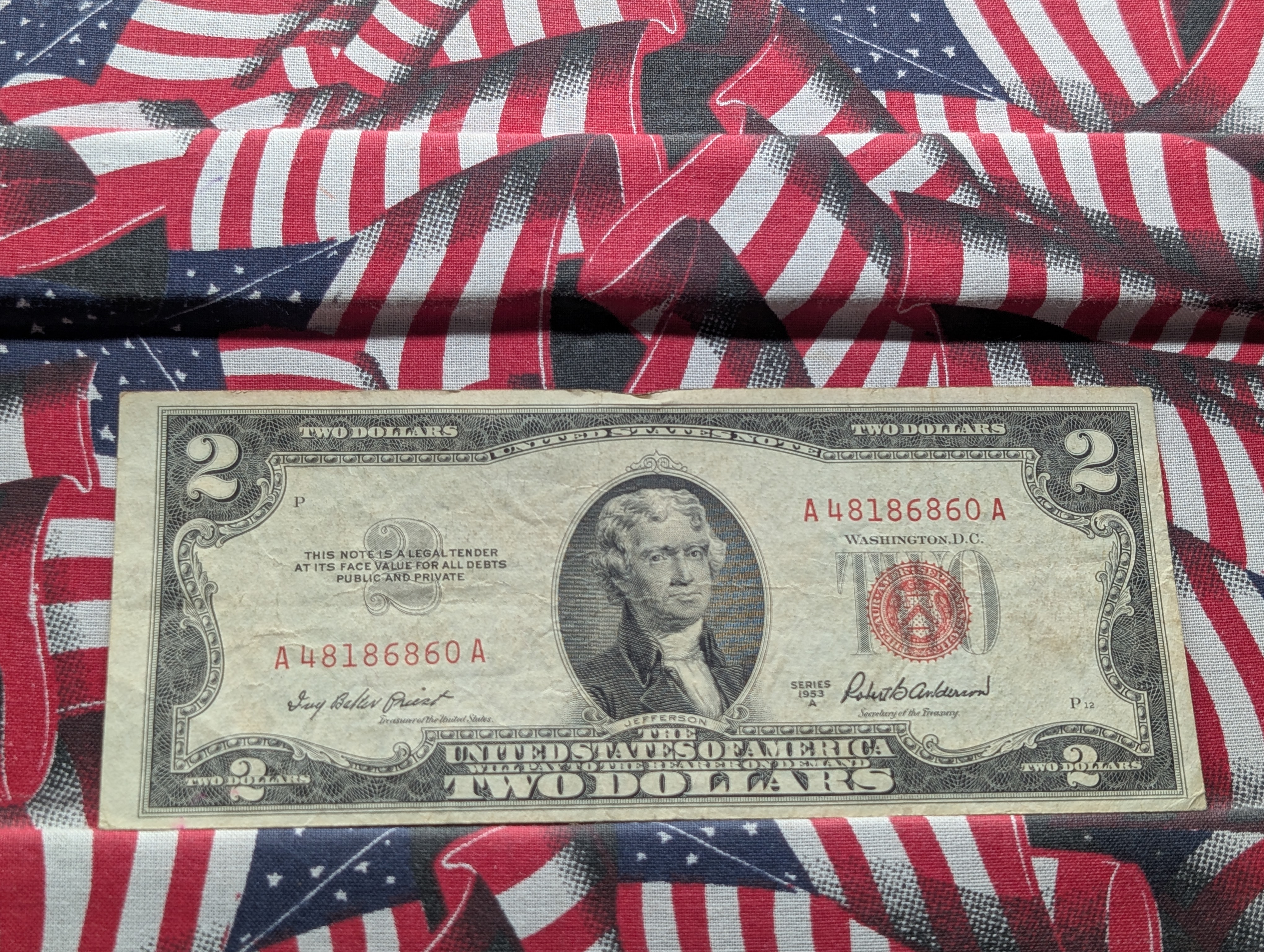 United States Red Seal Currency Collection - 1953 A Series $2 & 1953 B Series $5 Notes with COA