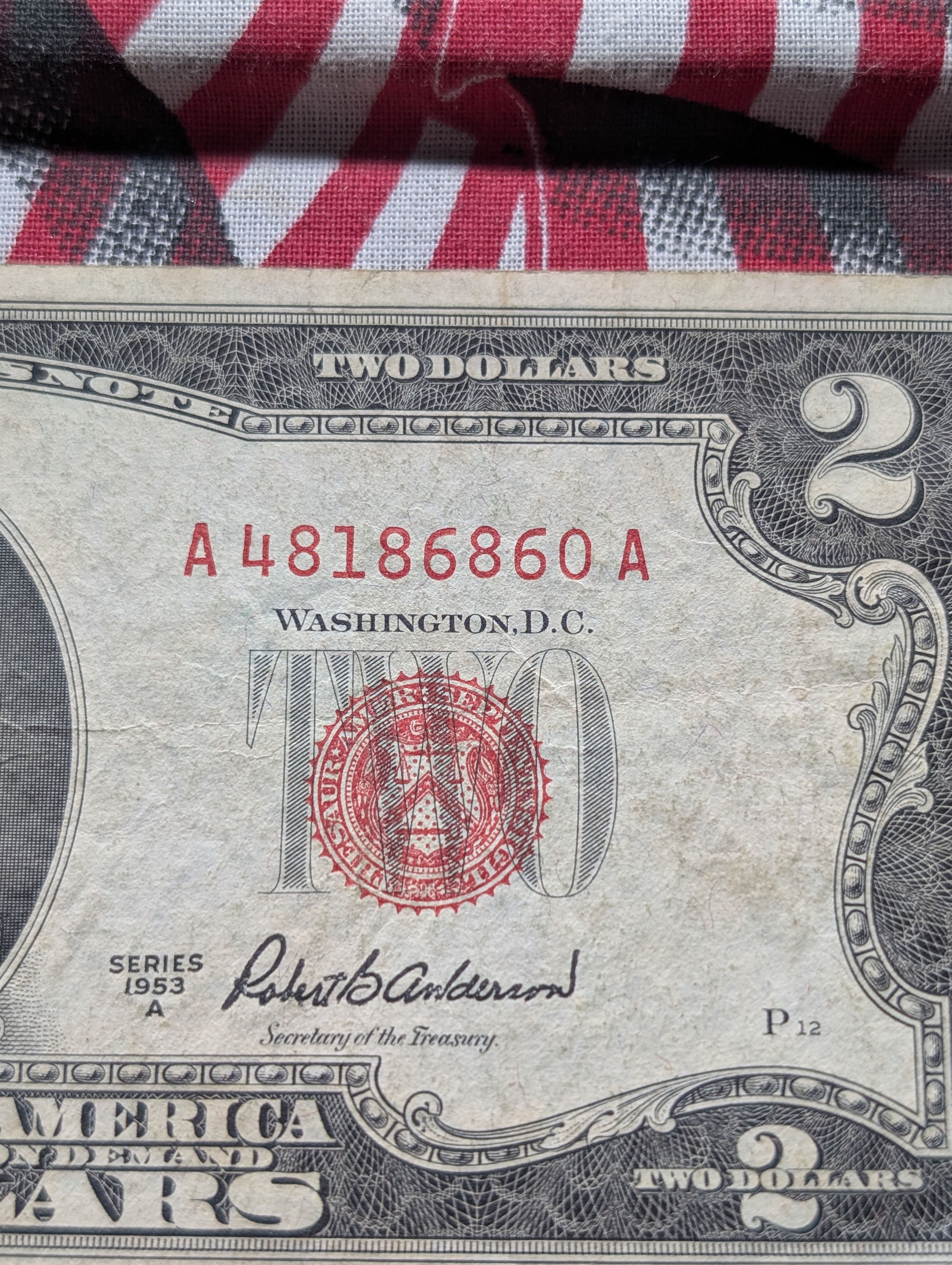 United States Red Seal Currency Collection - 1953 A Series $2 & 1953 B Series $5 Notes with COA