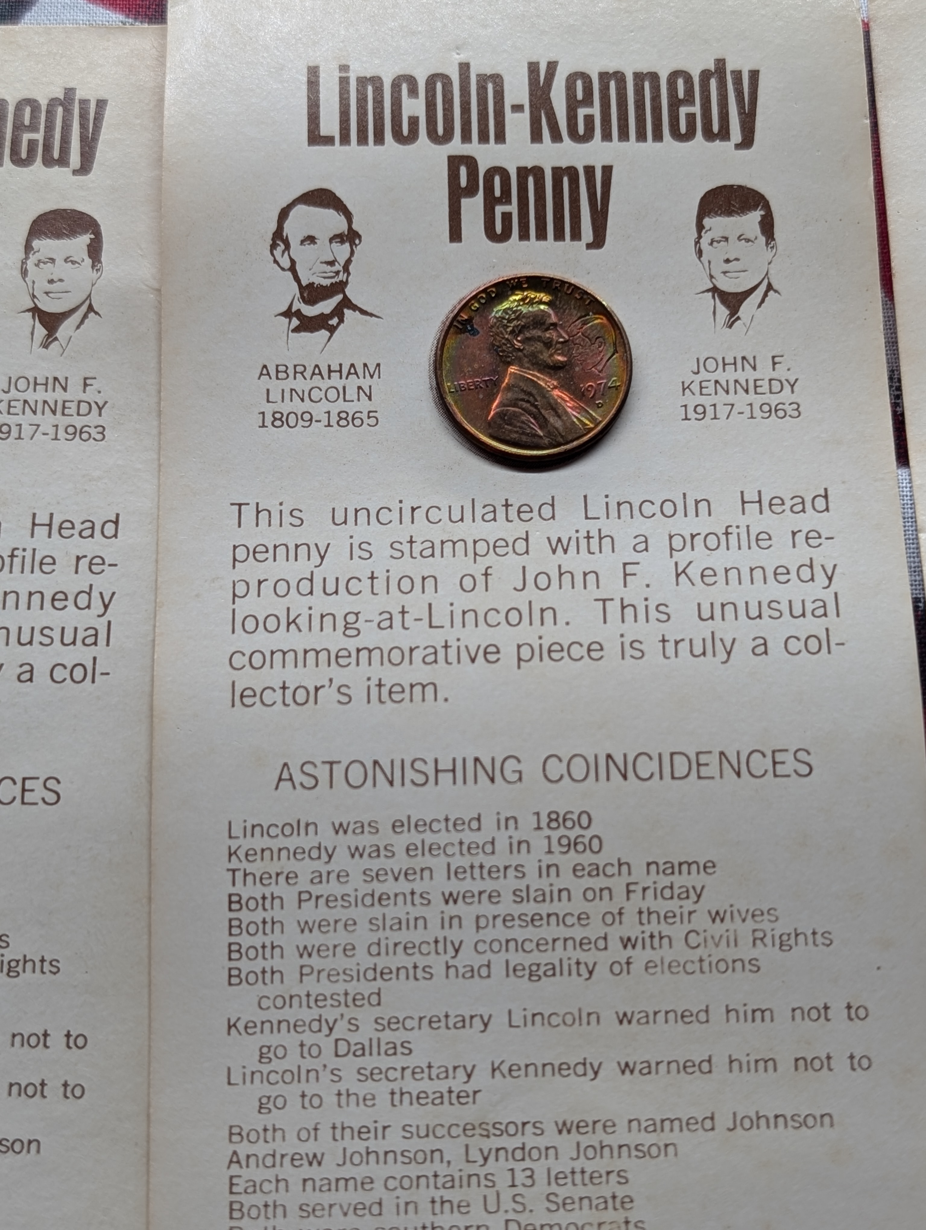 (13) Lincoln-Kennedy Pennies, Astonishing Coincidences