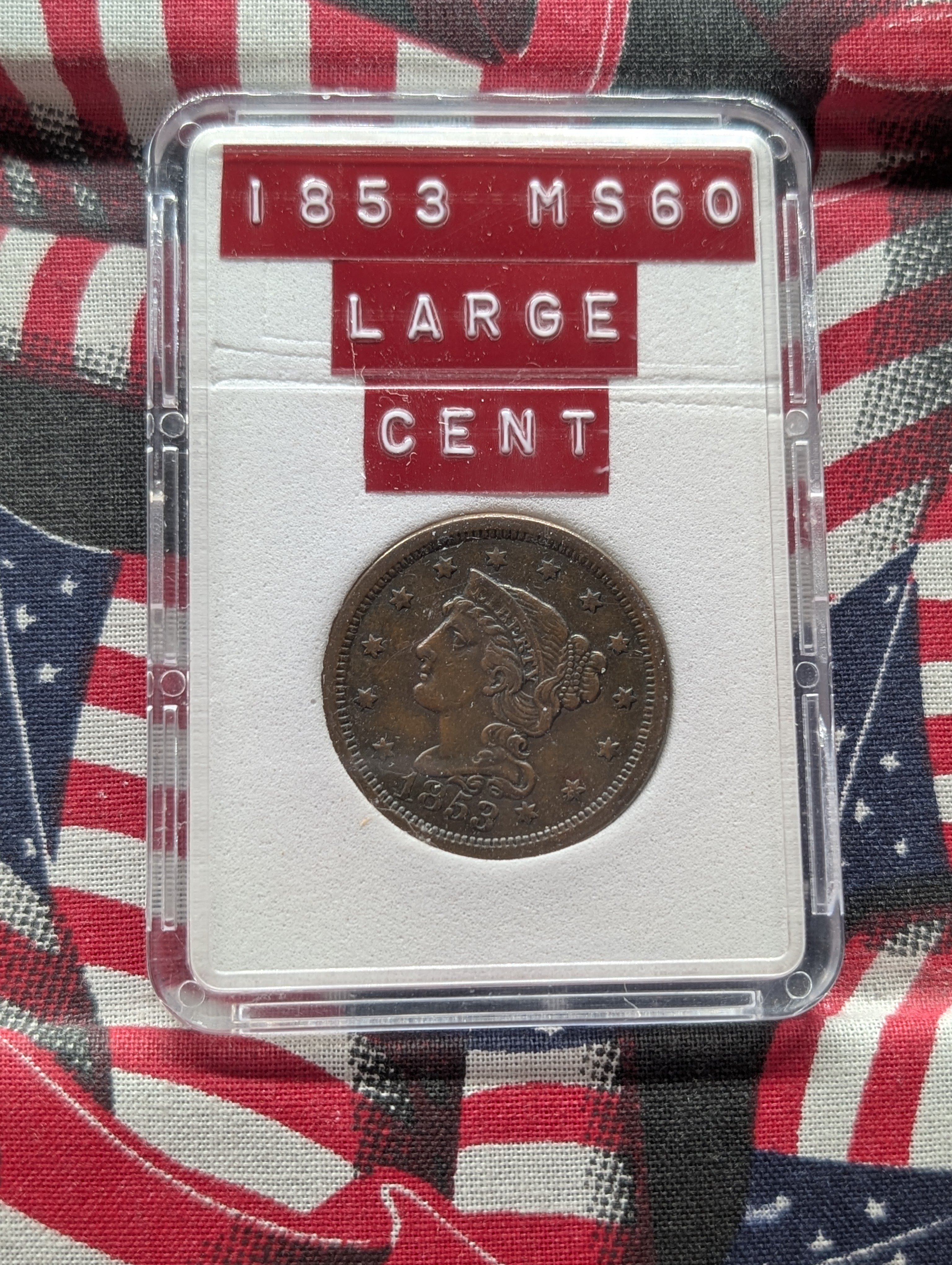 1853 Braided Hair Large Cent - Slabbed