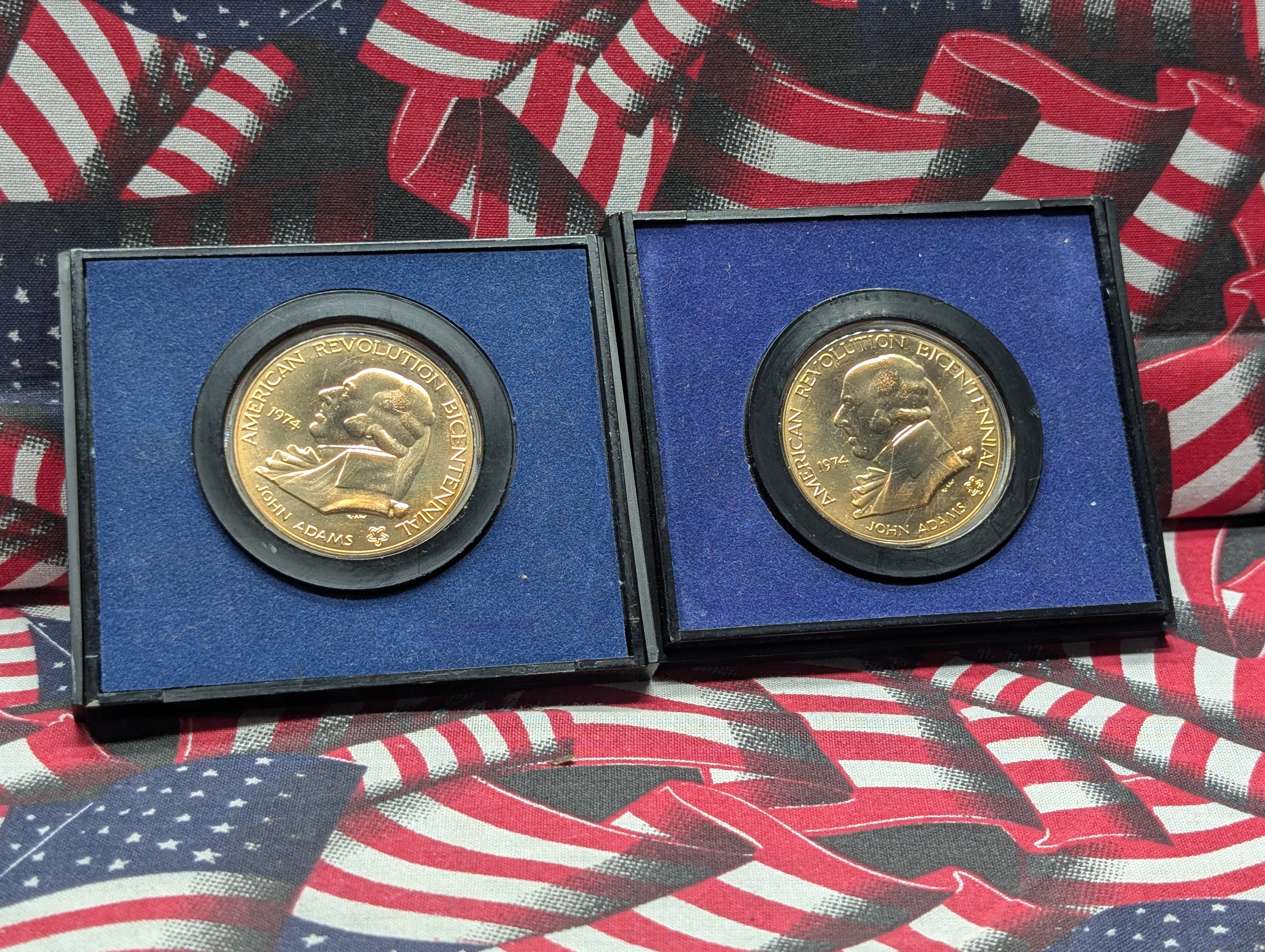 (2) John Adams Revolution Bicentennial Commemorative Medals