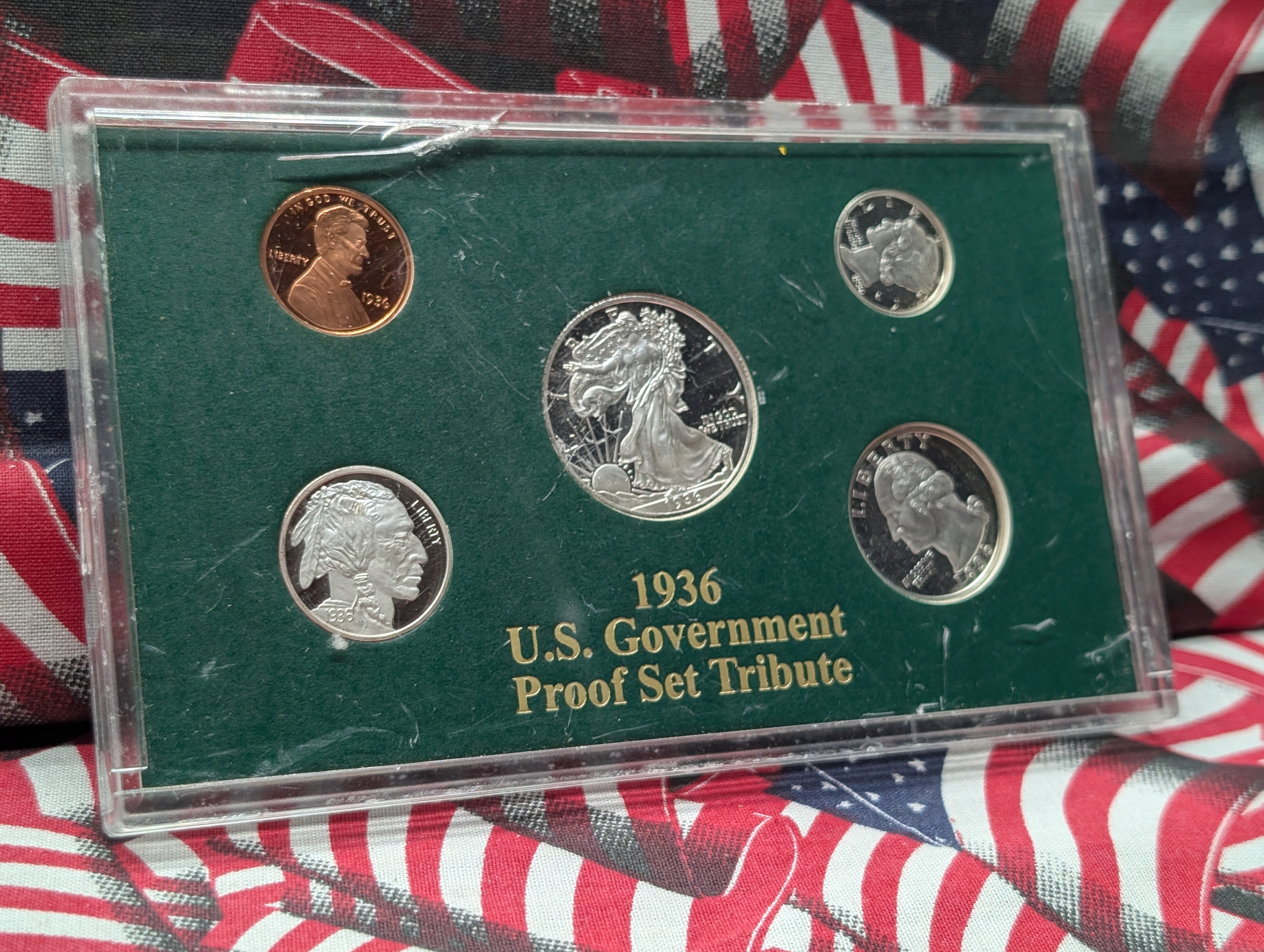 1936 U.S. Government Proof Set Tribute (Recreation Set), All Copy (Stamped)