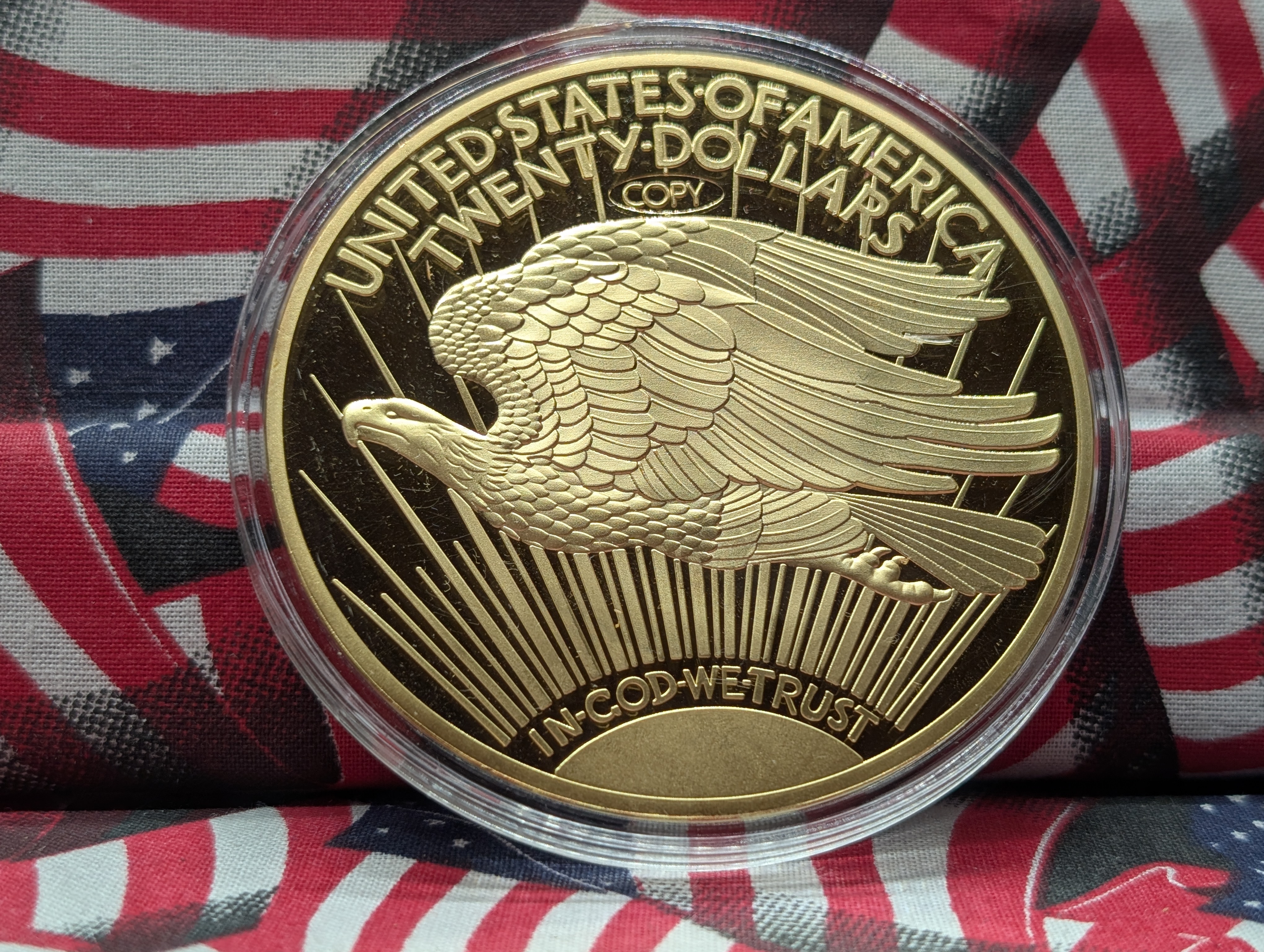 Copy of 1933 Proof Saint Gaudens Replica Coin 24kt Layered - American Mint - 3 inch