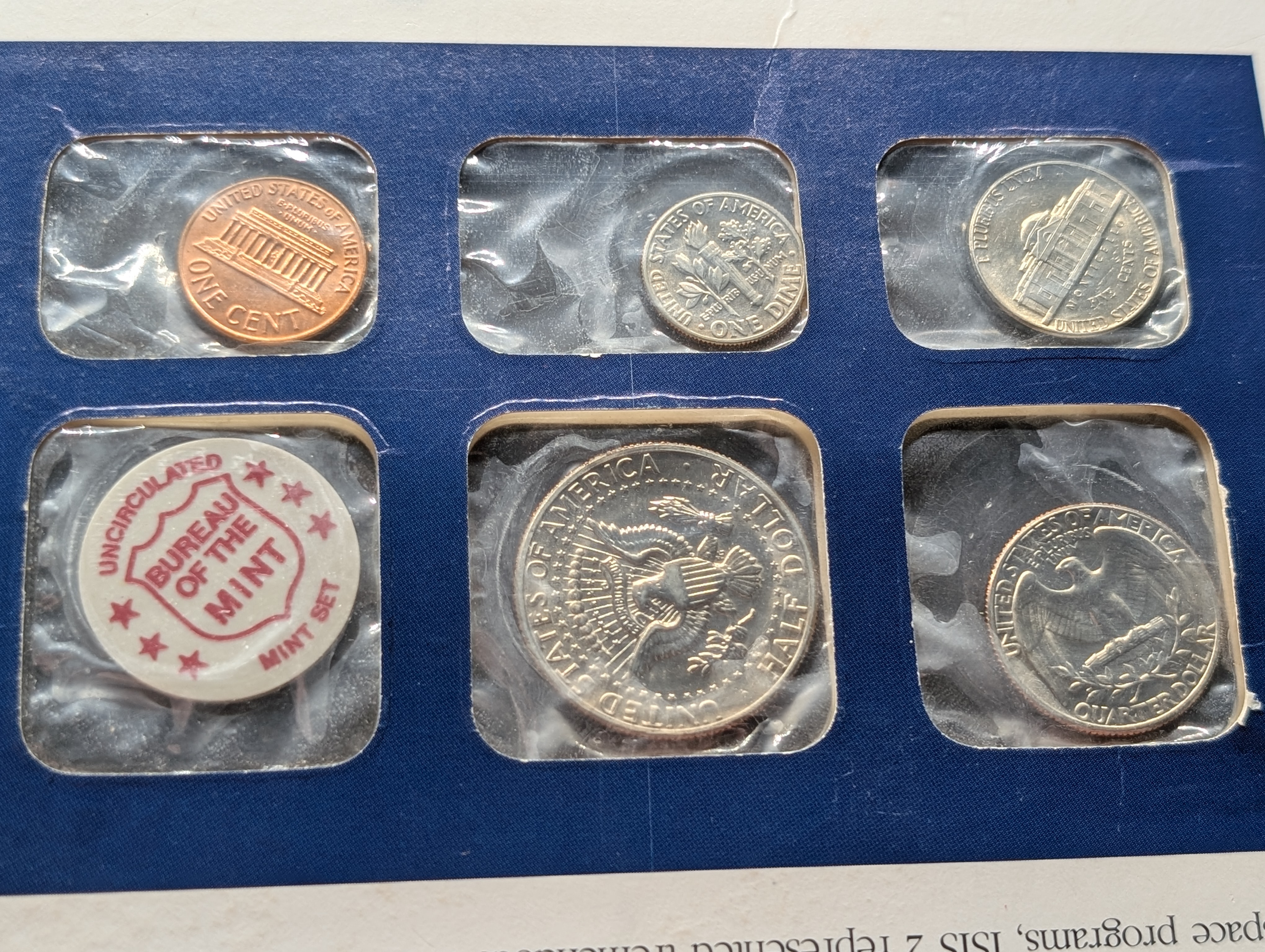 1971-P&D U.S. Mint Set with S Mint Mark Cent and Info Card Including 2 Stamps