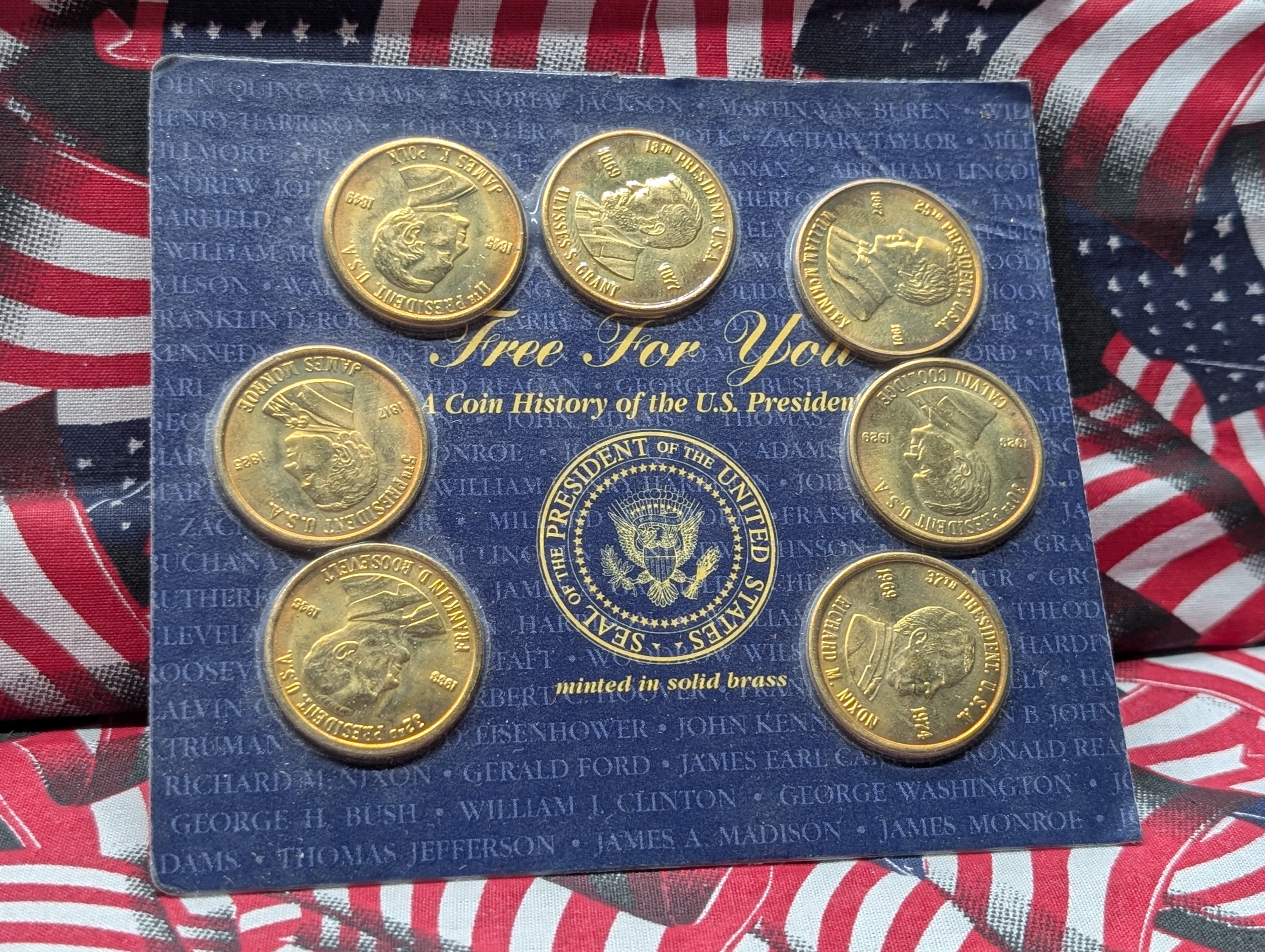 Free For You U.S. Presidential Commemorative Solid Brass Set - Seven Medals