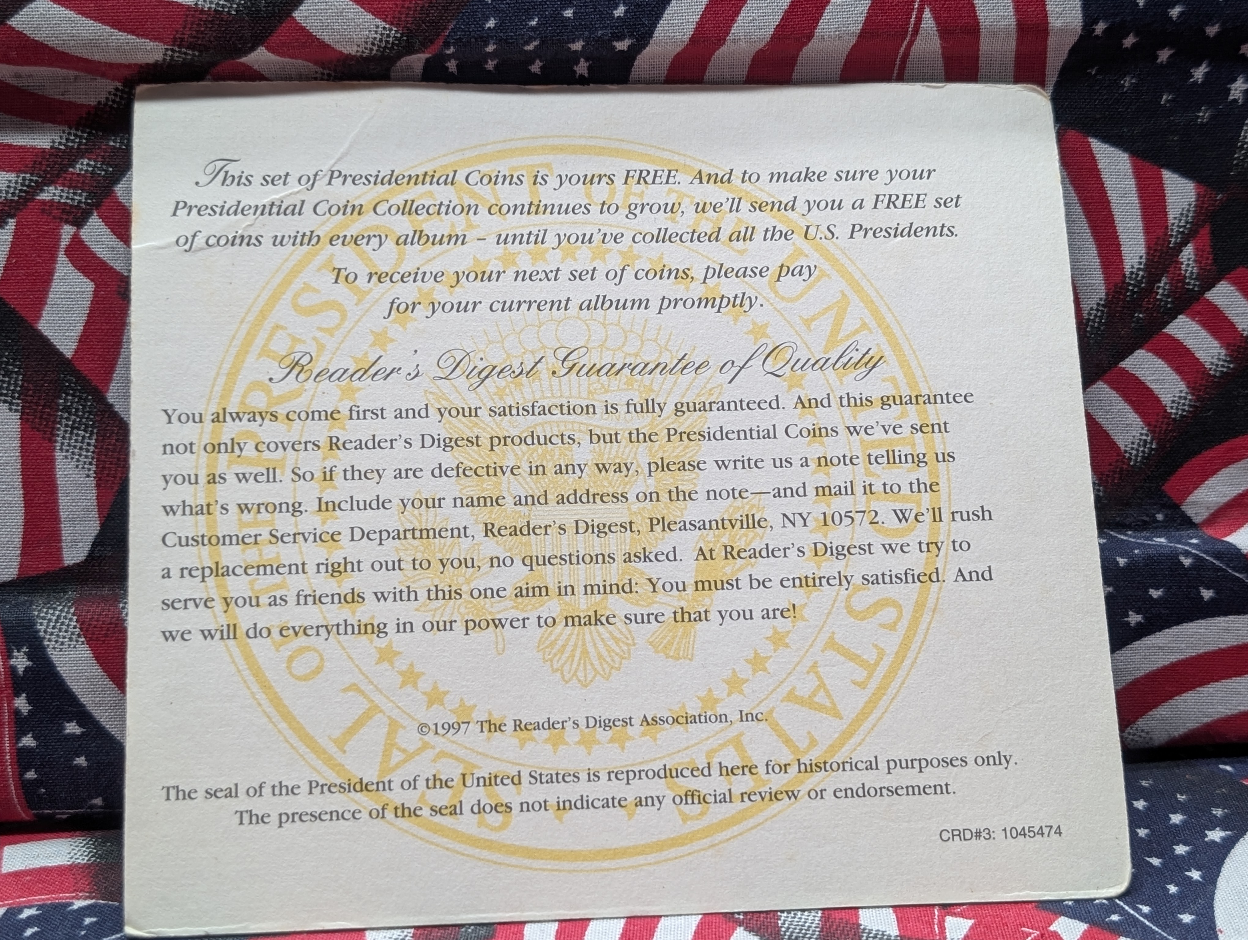Free For You U.S. Presidential Commemorative Solid Brass Set - Seven Medals