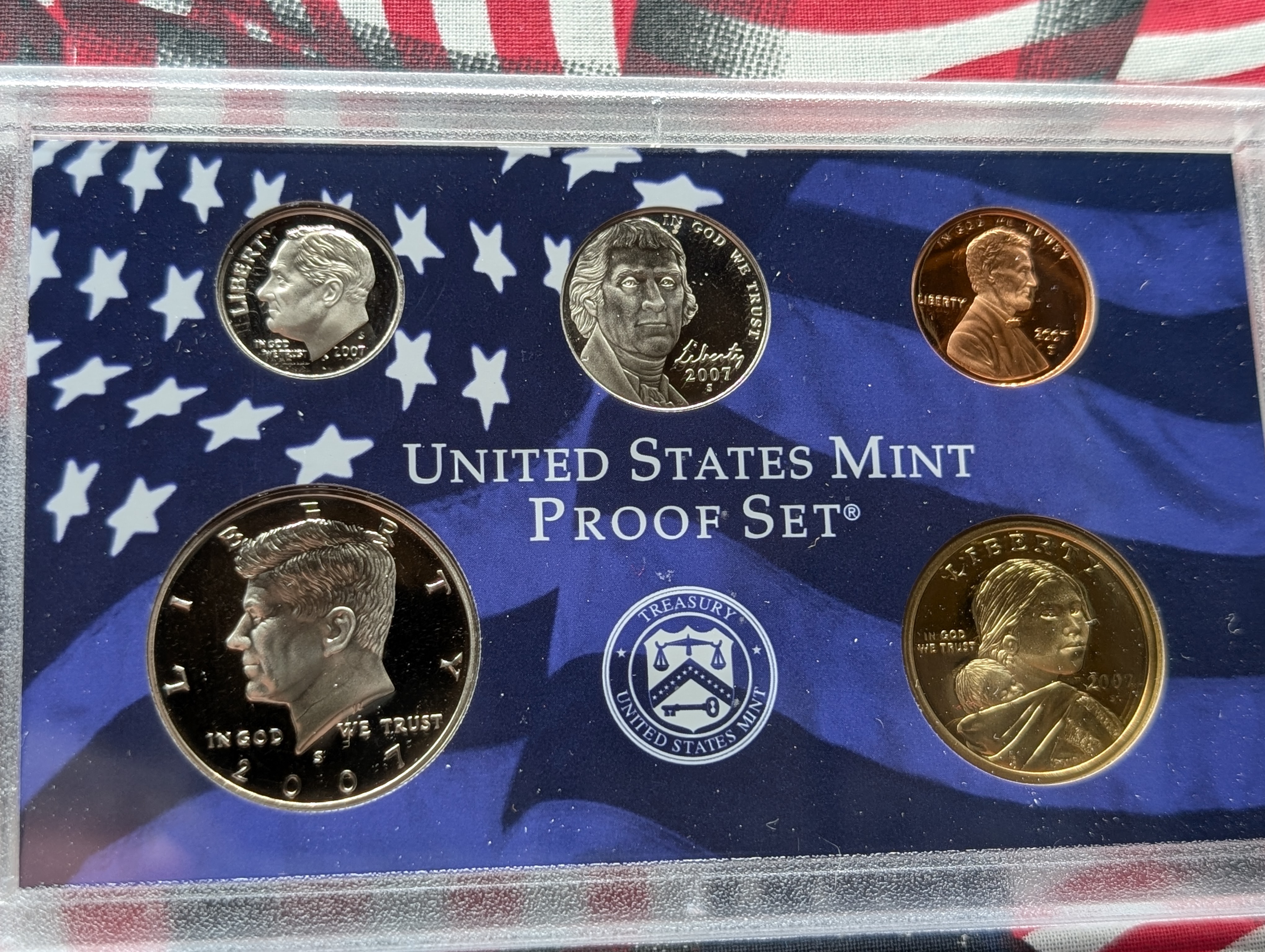 2007-S United States Mint Proof Set with State Quarters and Sacagawea Dollar in OGP w/ COA, No Presidential Dollars