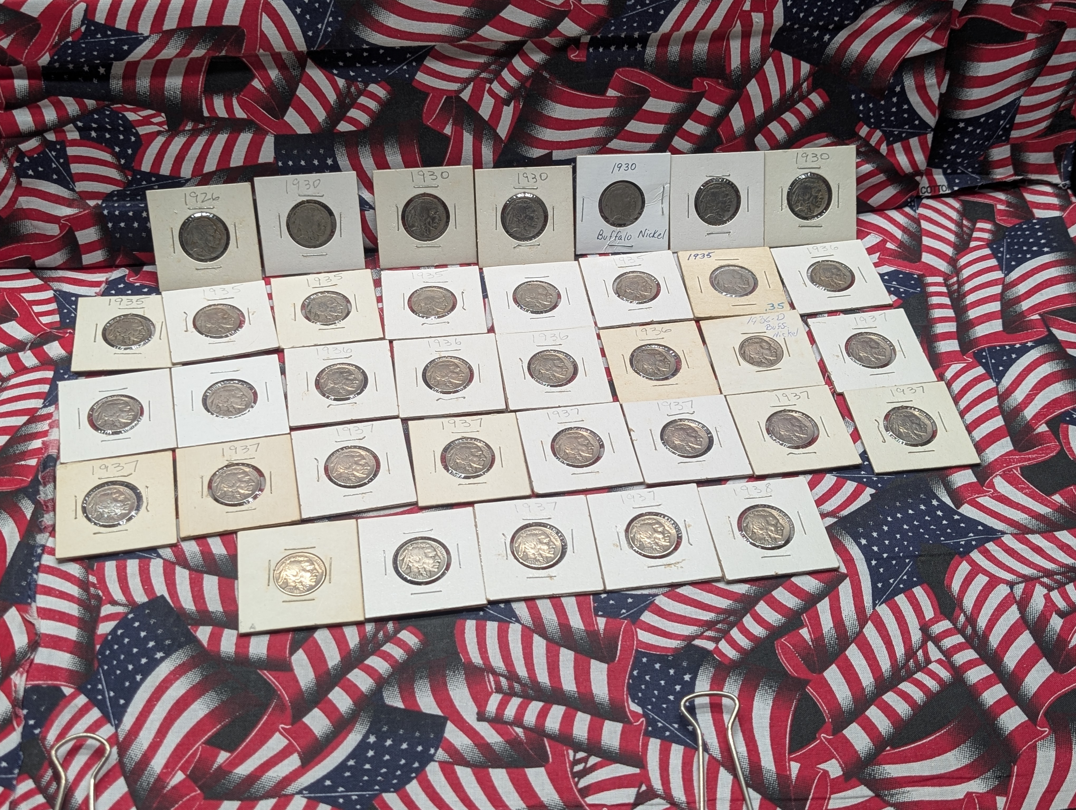 (36) Assorted Indian Head Buffalo Nickels, Various Dates