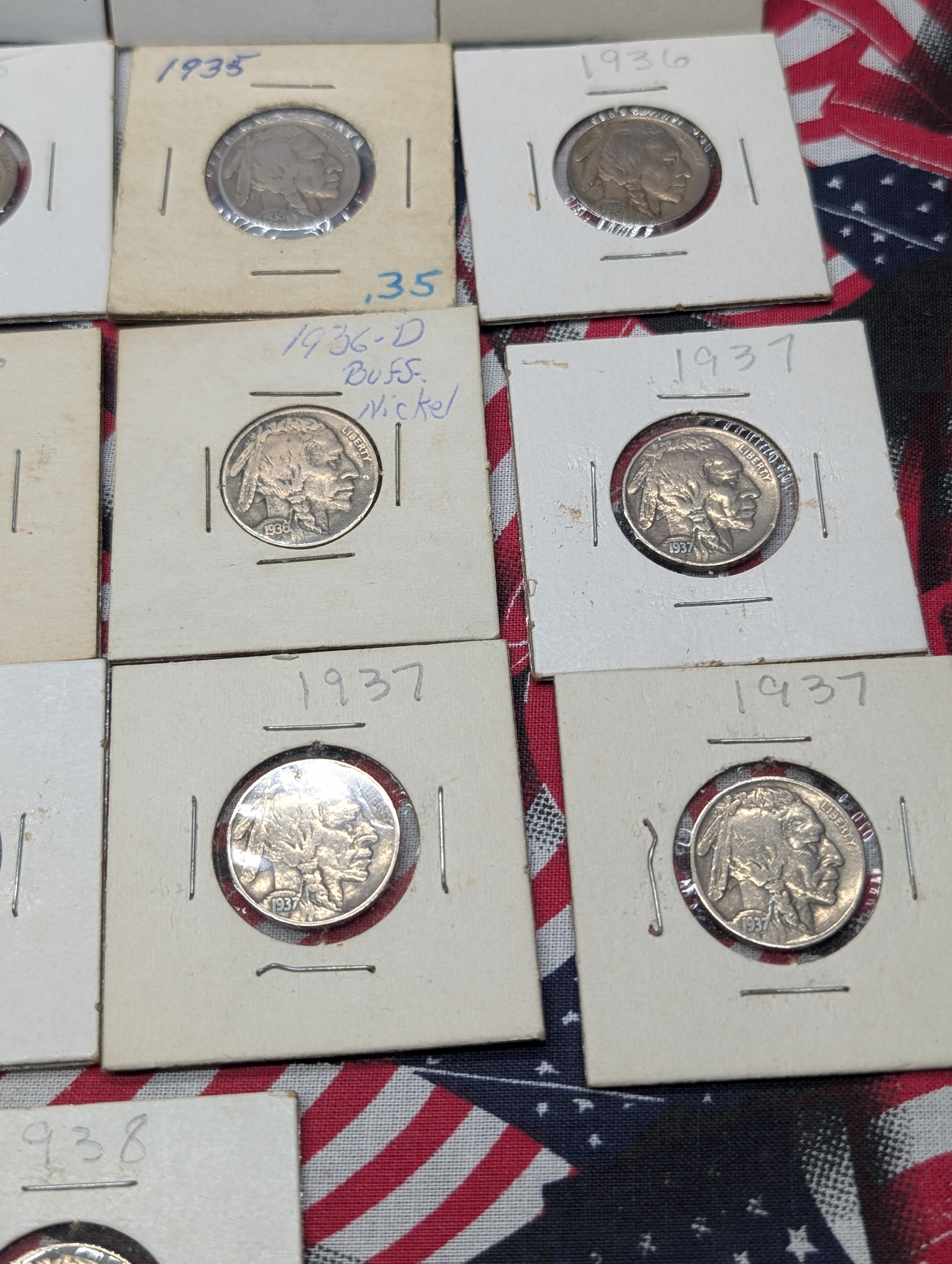 (36) Assorted Indian Head Buffalo Nickels, Various Dates