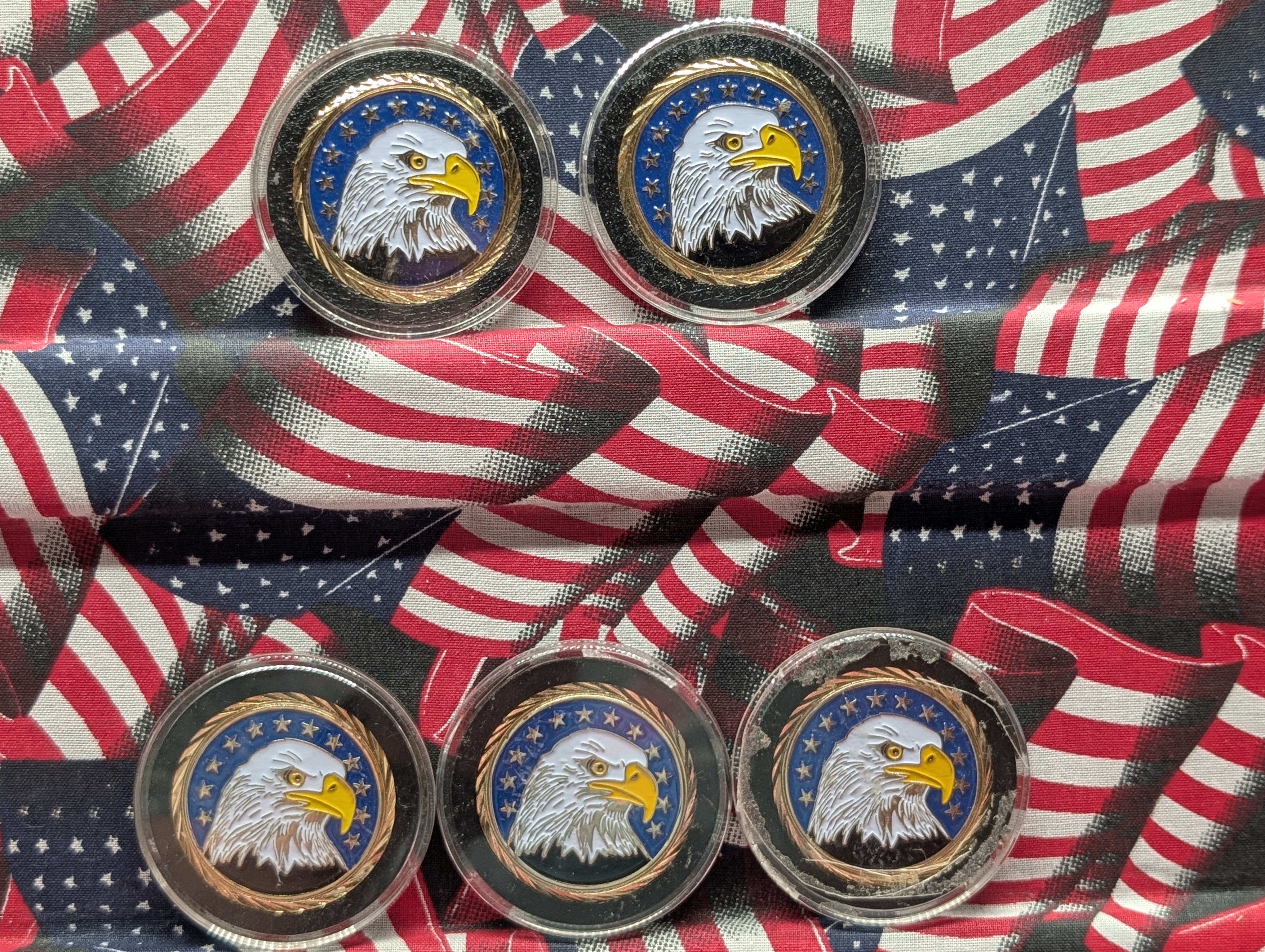 (5) Patriotic Bald Eagle Medals
