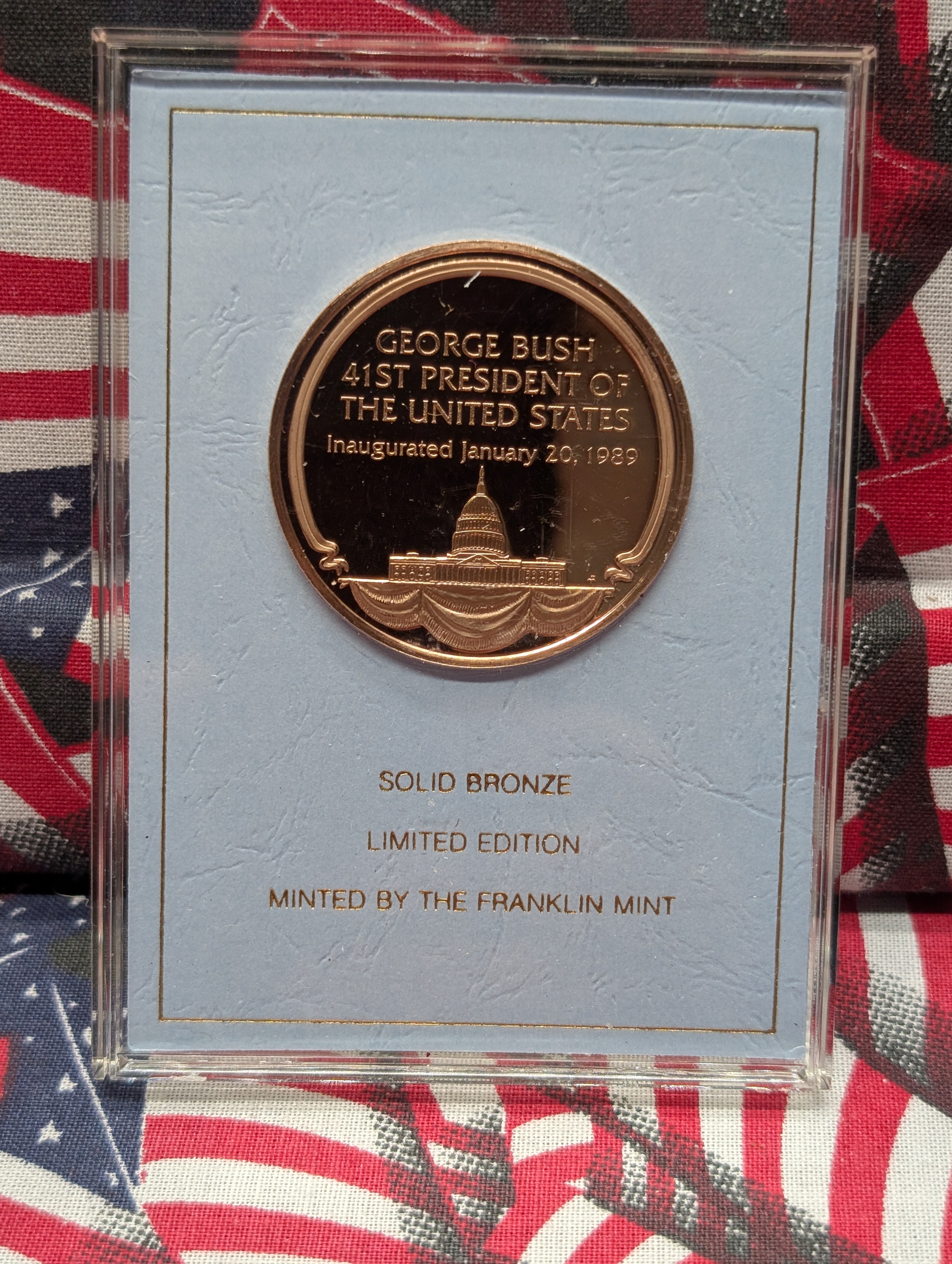 1989 Presidential Inaugural Eyewitness Comm. Limited Edition George Bush Solid Bronze Medal