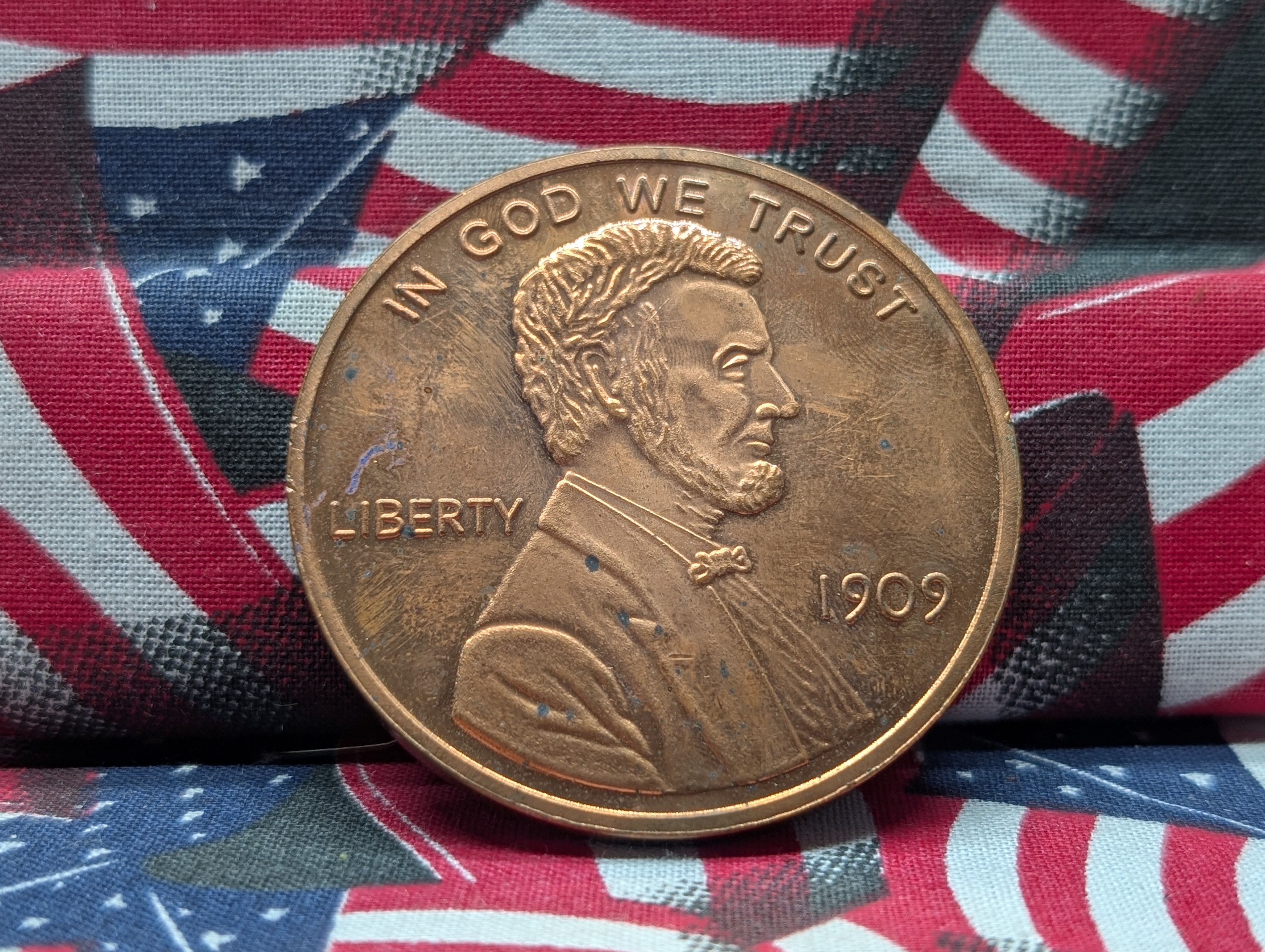 GSM 1oz .999 Fine Copper Round, 1.57oz. Copper 1909 Tribute Coin, and Large Souvenir Penny