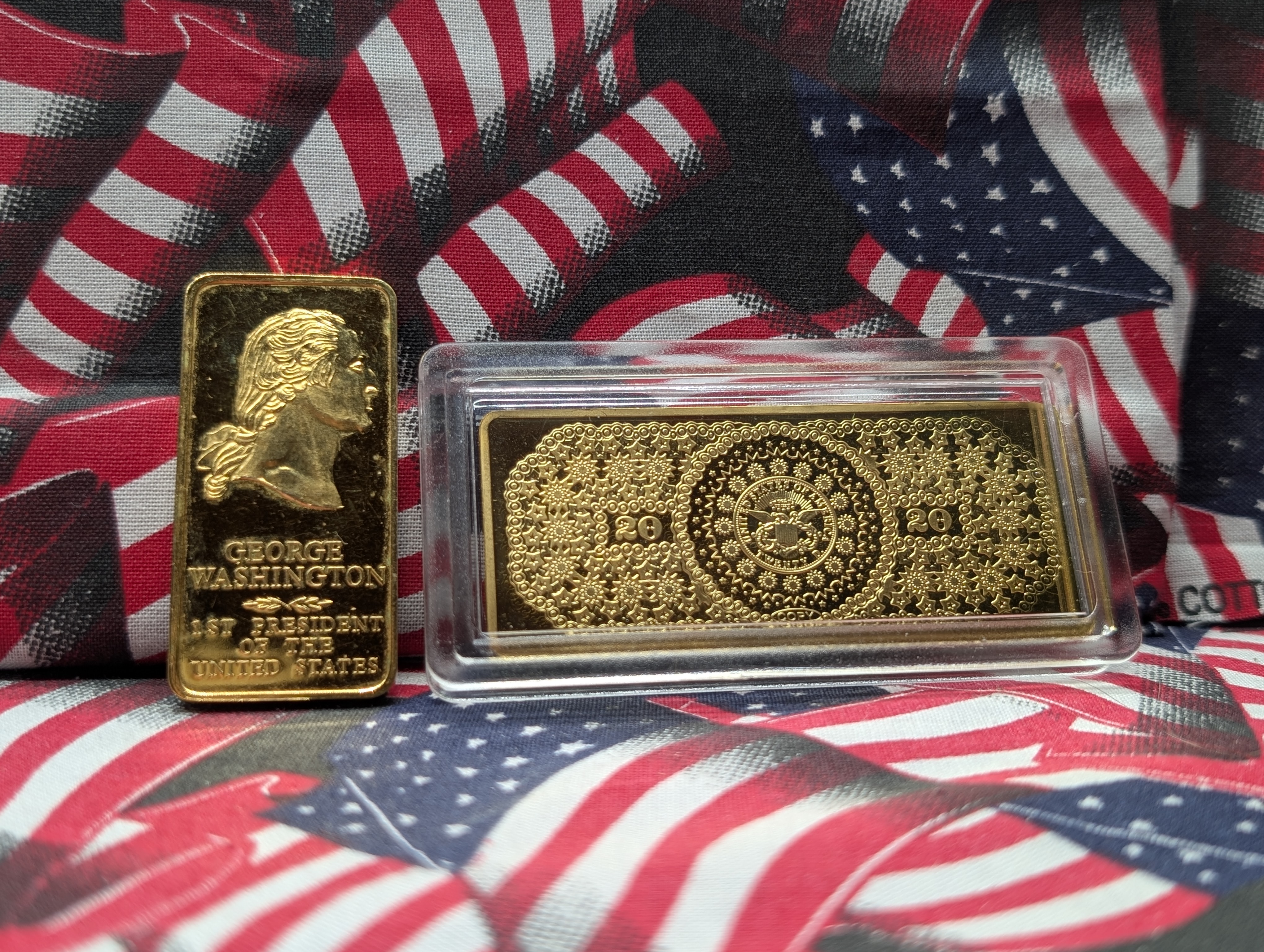 (10) Assorted Gold Plated Bars, Replicas and Medals