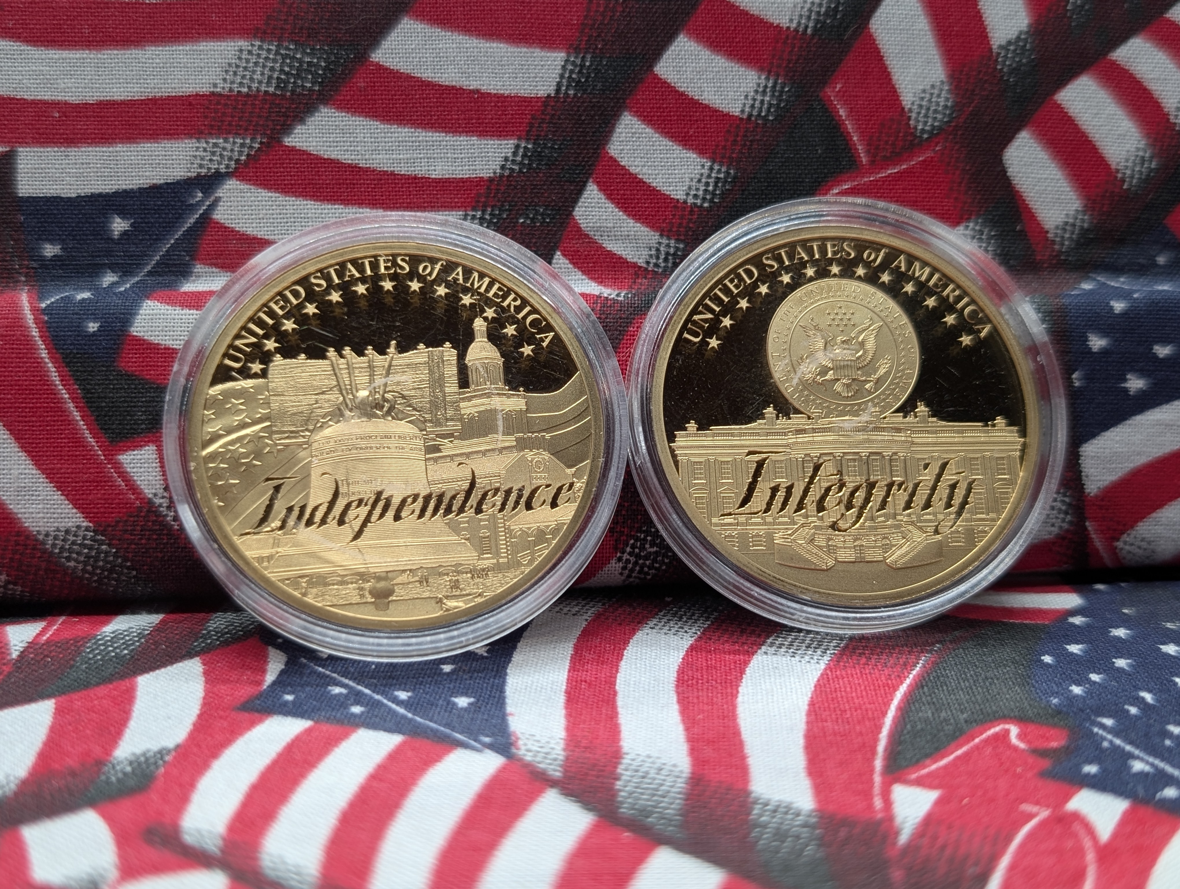 (10) Assorted Gold Plated Bars, Replicas and Medals