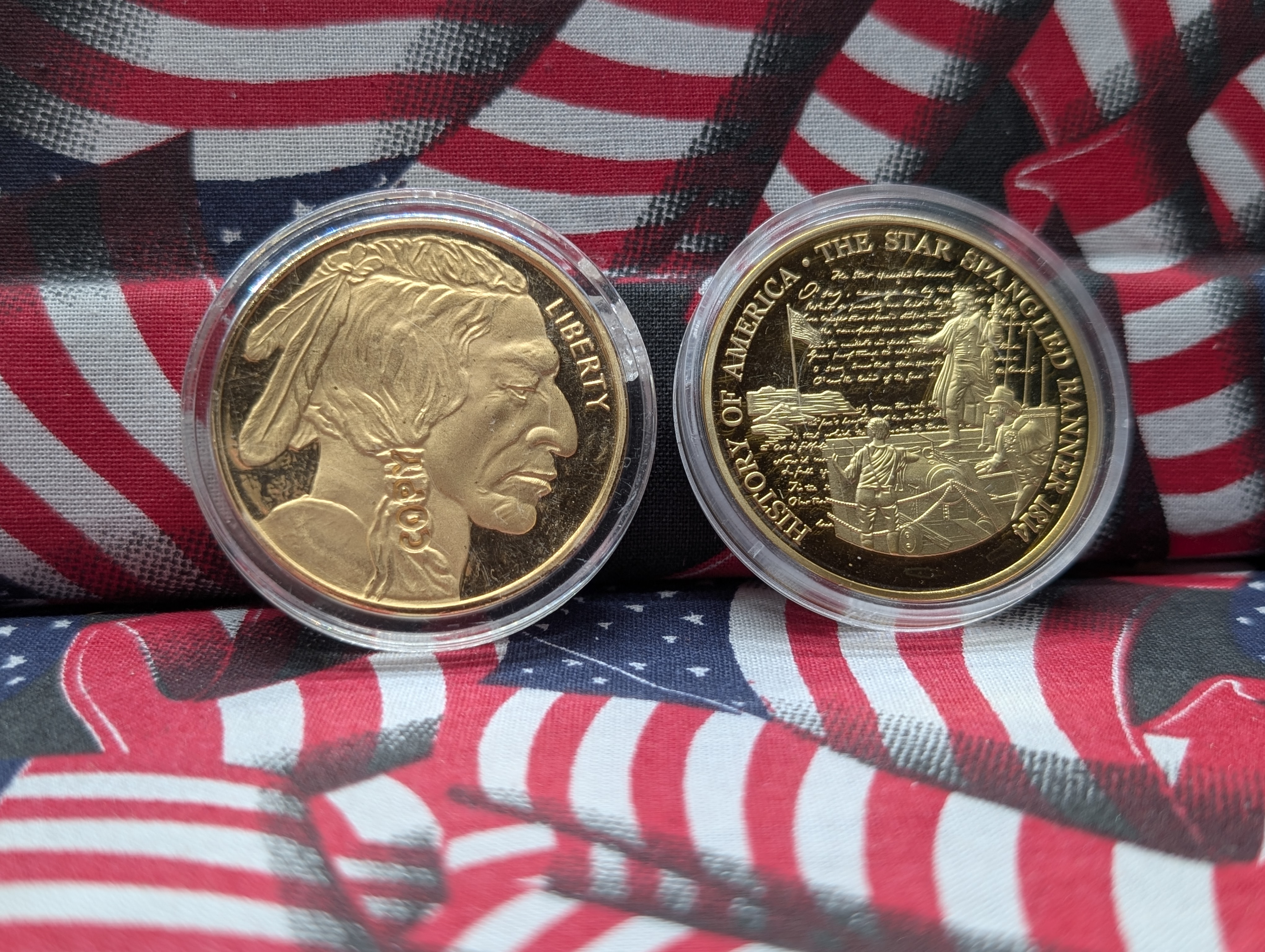 (10) Assorted Gold Plated Bars, Replicas and Medals
