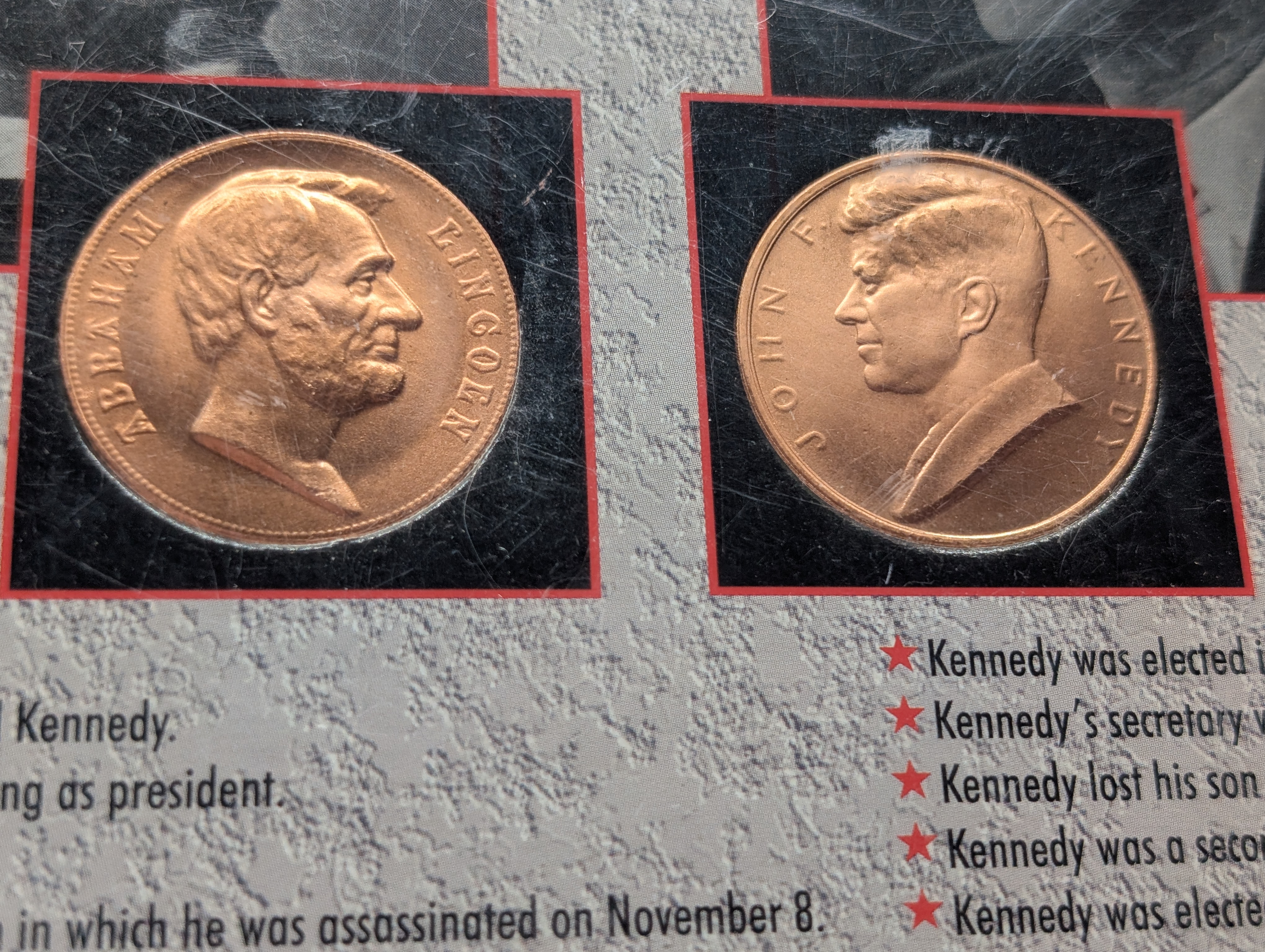 Truth is Sometimes Stranger Than Fiction Collection - 2 Medals and 6 Coins, Lincoln/ Kennedy