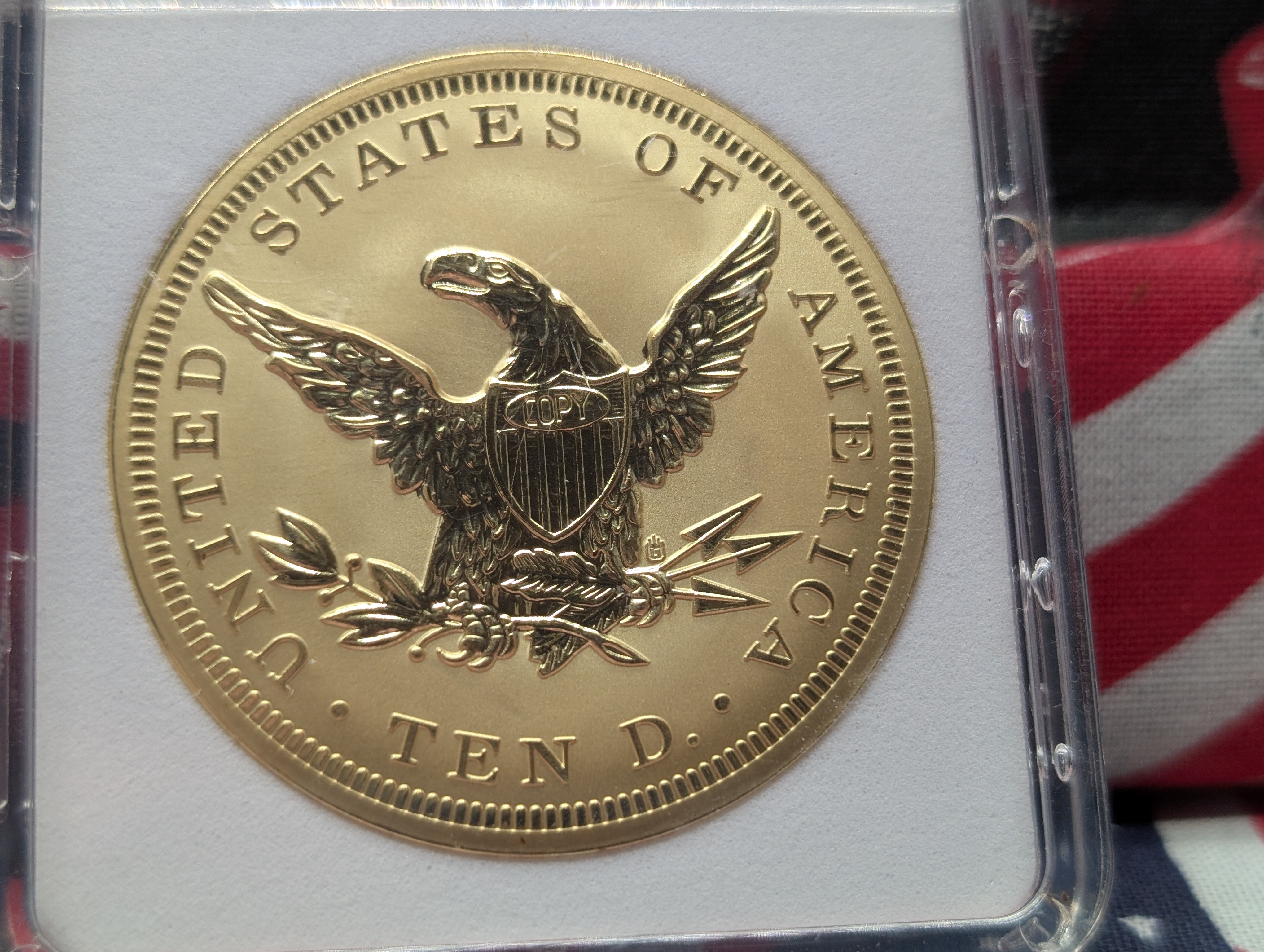 American Mint 1838 Liberty Head Gold Eagle Reverse Proof Replica Coin 24kt Layered