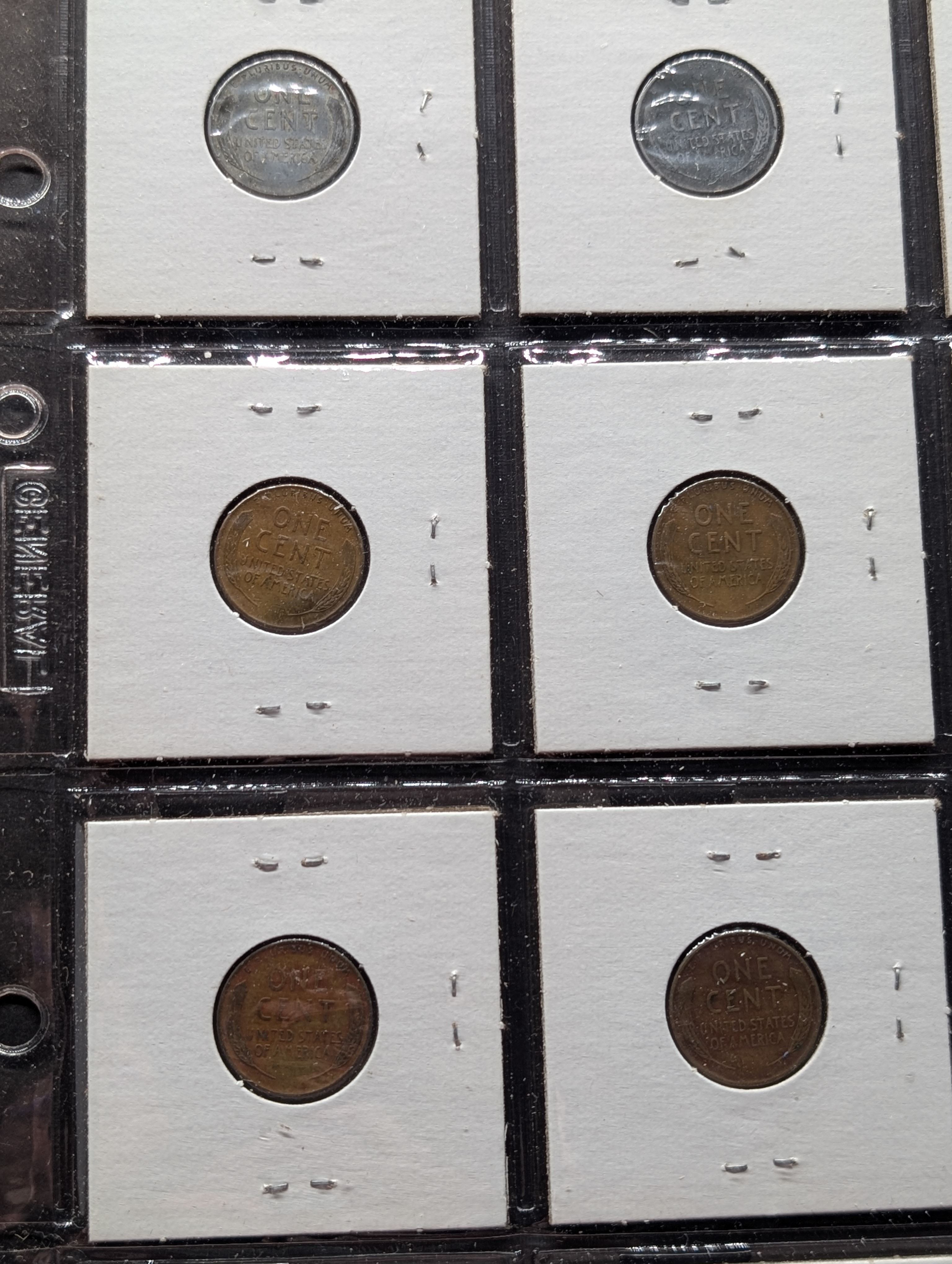 Full Binder Page of Lincoln Wheat Cents- 20 Coins, Mixed Dates 1930's and 40's