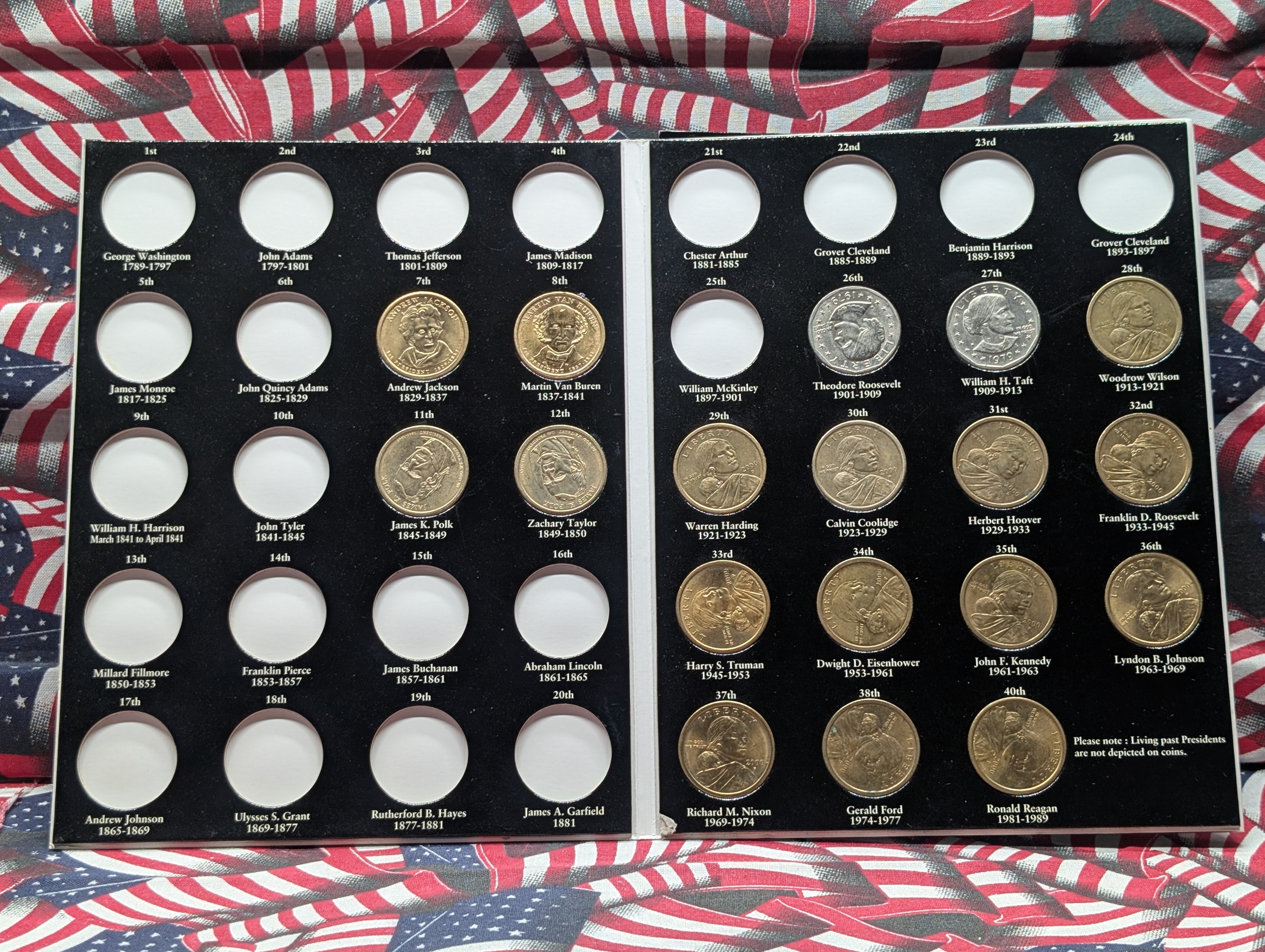 U.S. Presidential Dollar Coin Book with 12 Sacagawea, 4 Presidential & 2 Susan B. Anthony Dollars