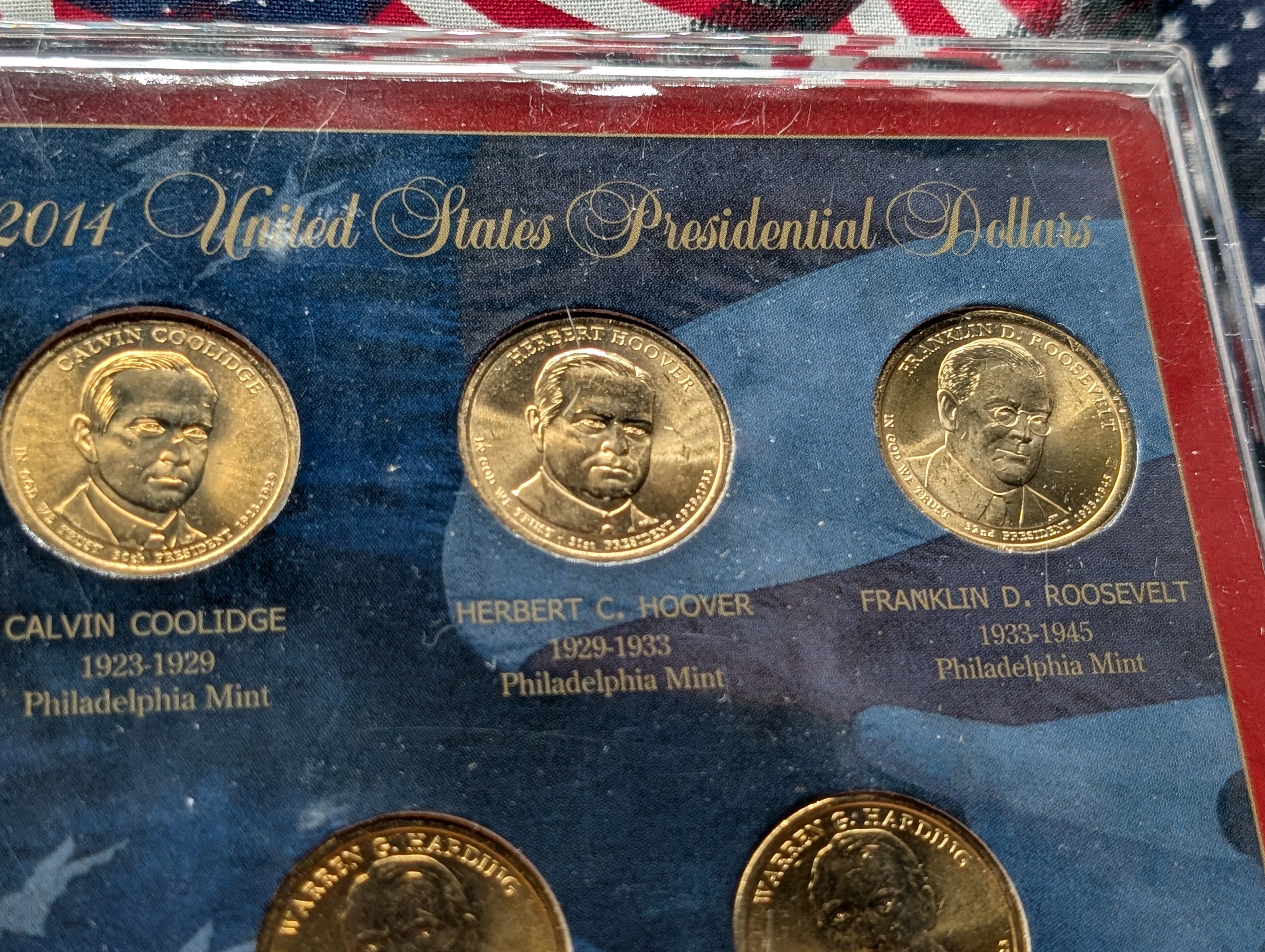 2013 & 2014 Collection of Presidential Dollars in Wooden Display Boxes w/ COA (2 Sets) 16 Coins Total