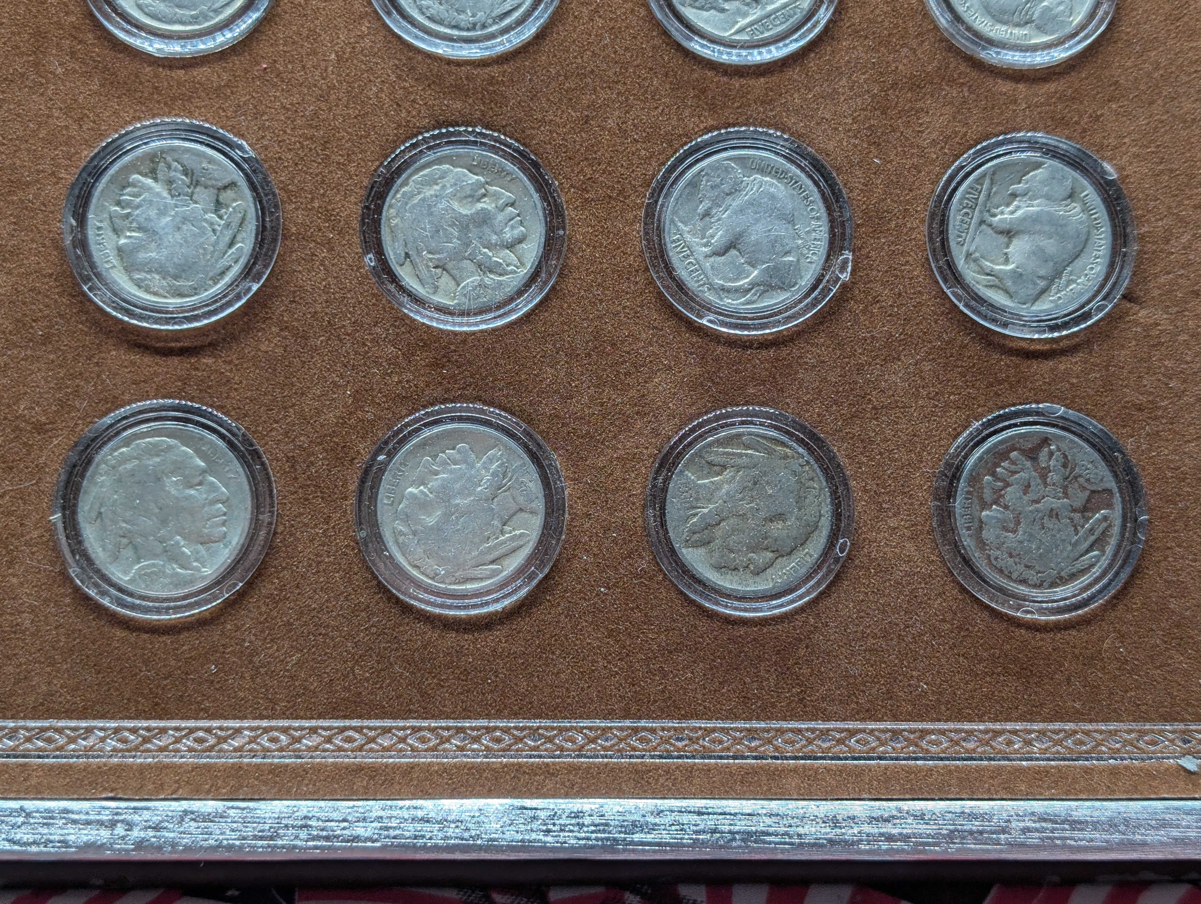 Various Dated Indian Head Buffalo Nickel Collection in Display Box, 20 Coins