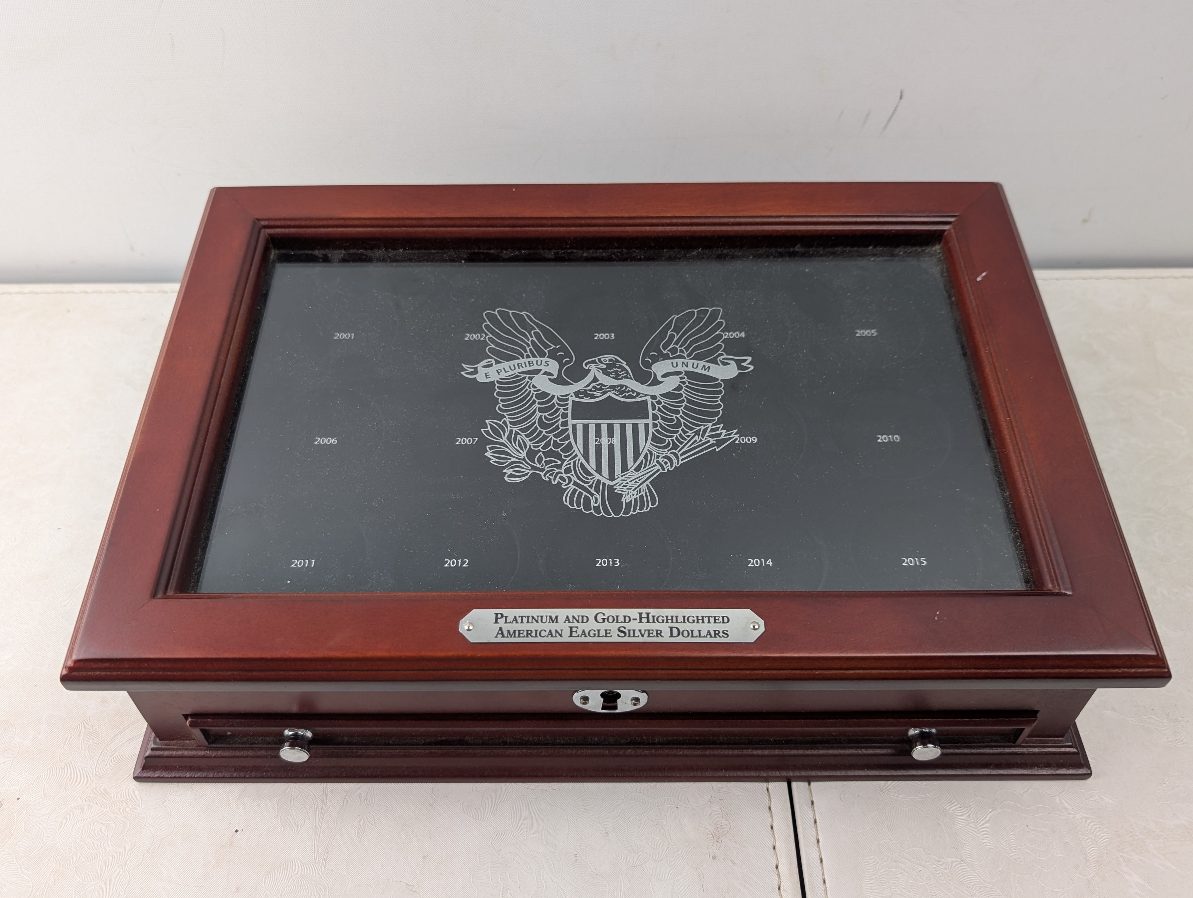 *EMPTY* (2) Wood Boxes for American Silver Eagles & Queens Beasts Wooden Collector's Boxes - No Coins