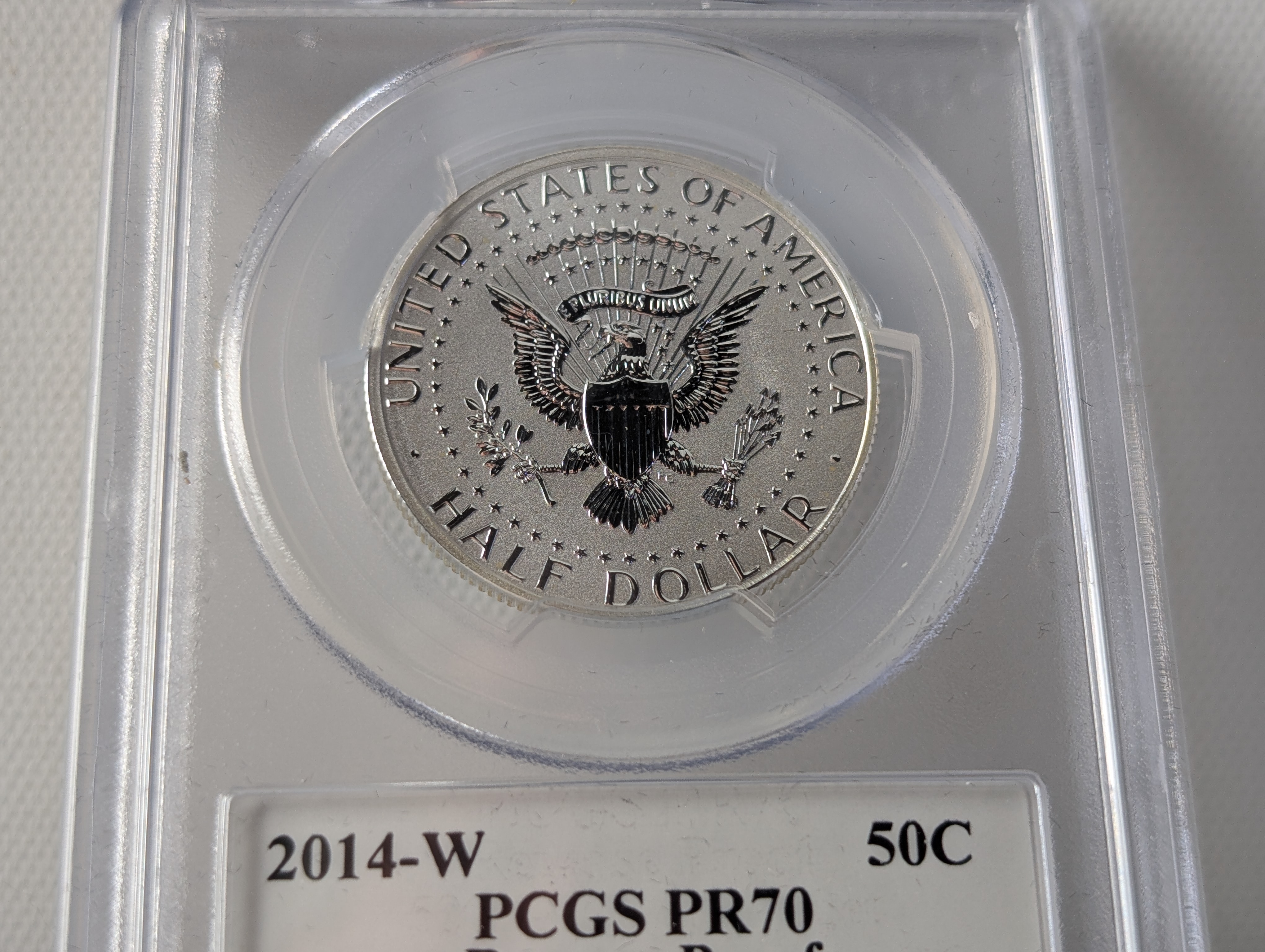 2014-W Reverse Proof PR70, 2014-D MS70, 2014-S Enhanced MS70PL & 2014-P PR70 DCAM - All Kennedy Silver Half Dollars - PCGS 50th Anniv. Set F