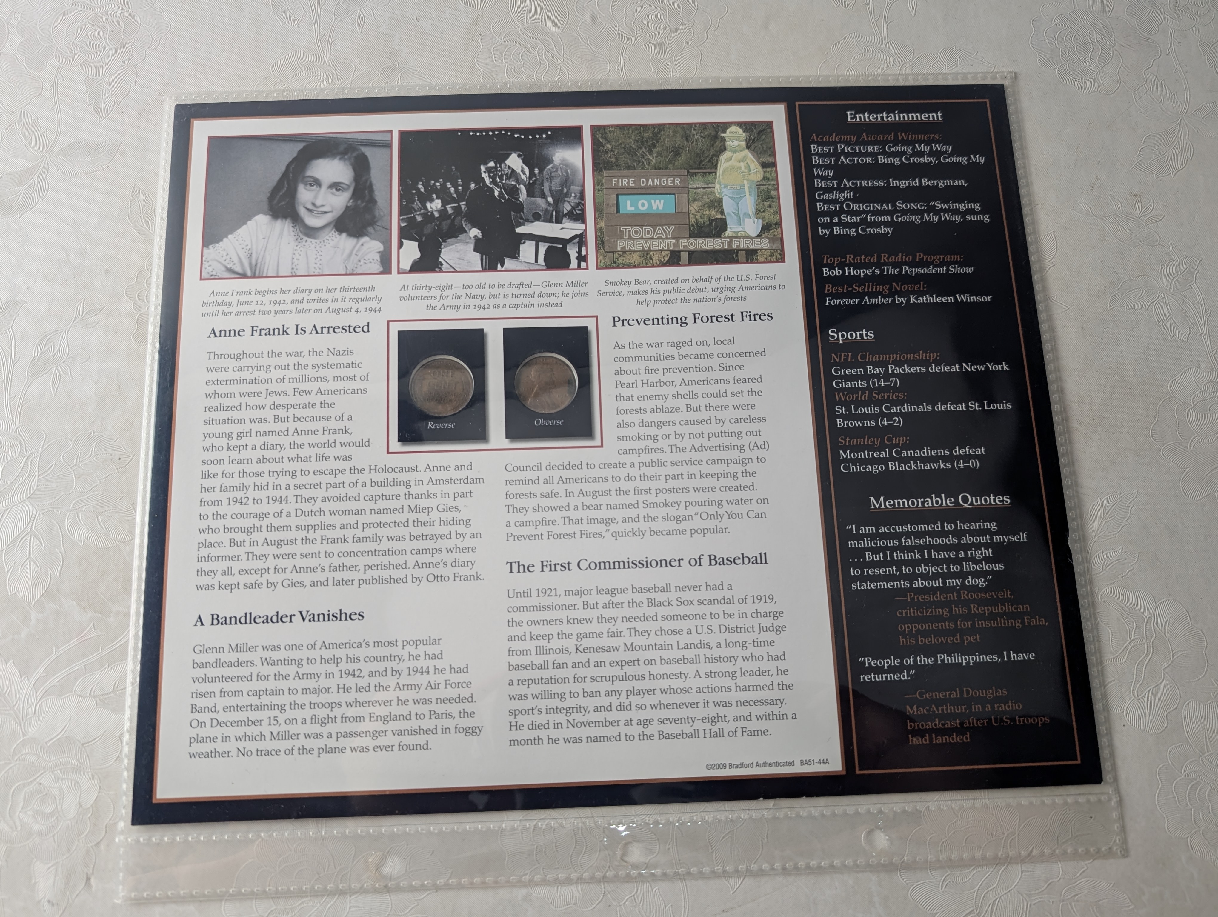 Lincoln Bicentennial Coin Collection in Information Album - Various 1944-2009 Lincoln Cents - 18 Coins