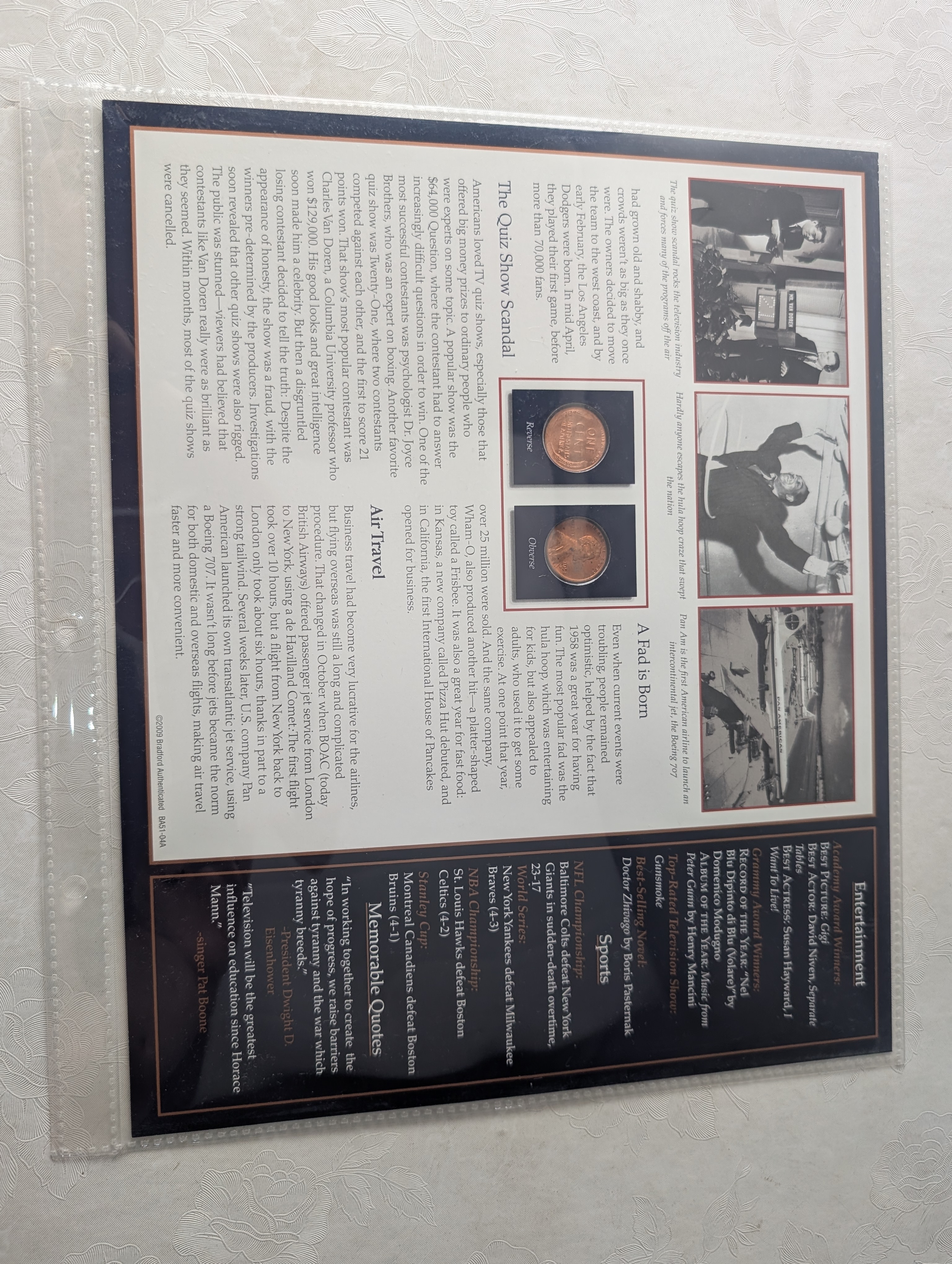 Lincoln Bicentennial Coin Collection in Information Album - Various 1944-2009 Lincoln Cents - 18 Coins