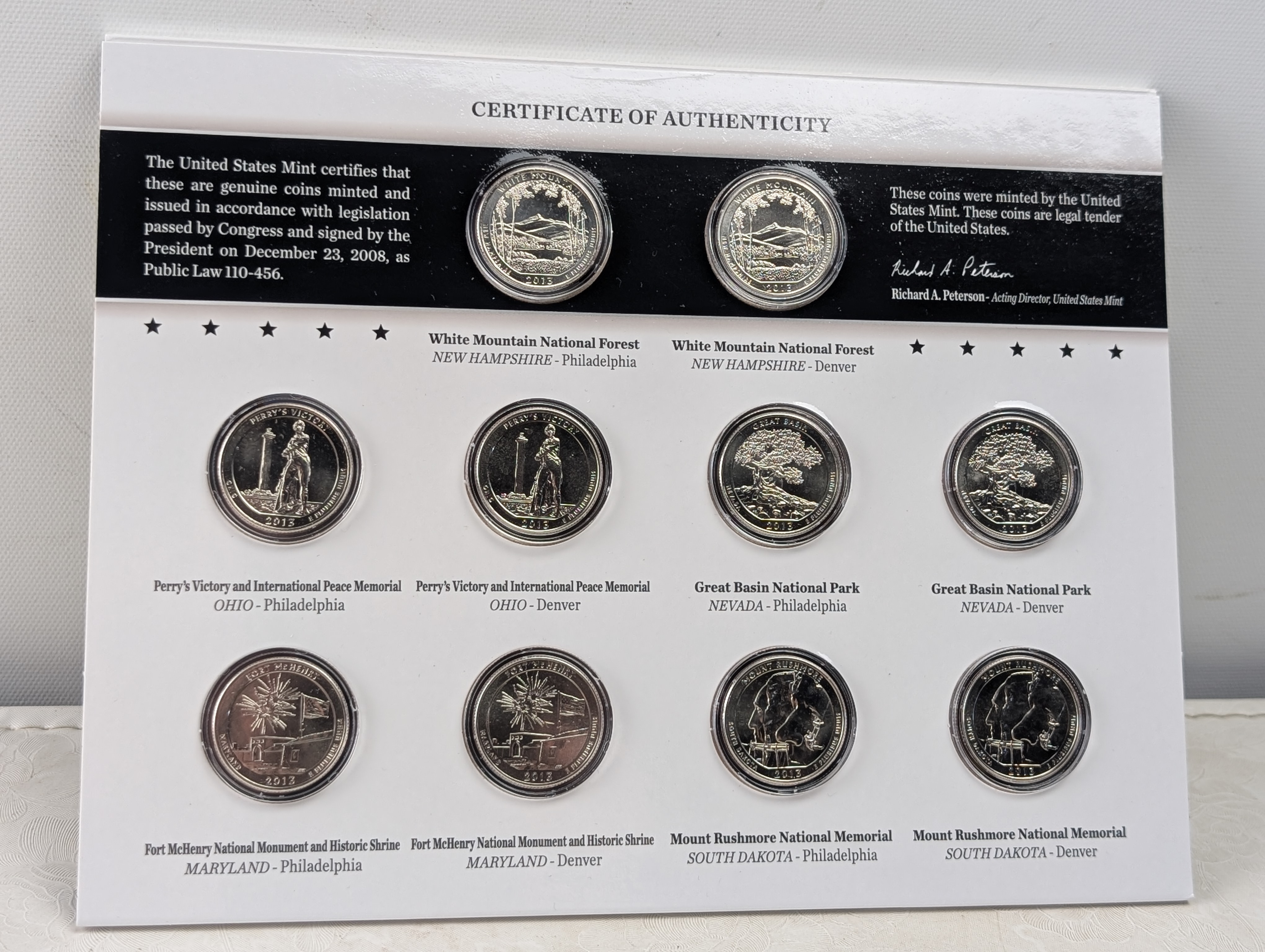 Partial 2013-2019 America The Beautiful Quarters UNC Sets in OGP w/ COA (6 Sets - Missing 2017)