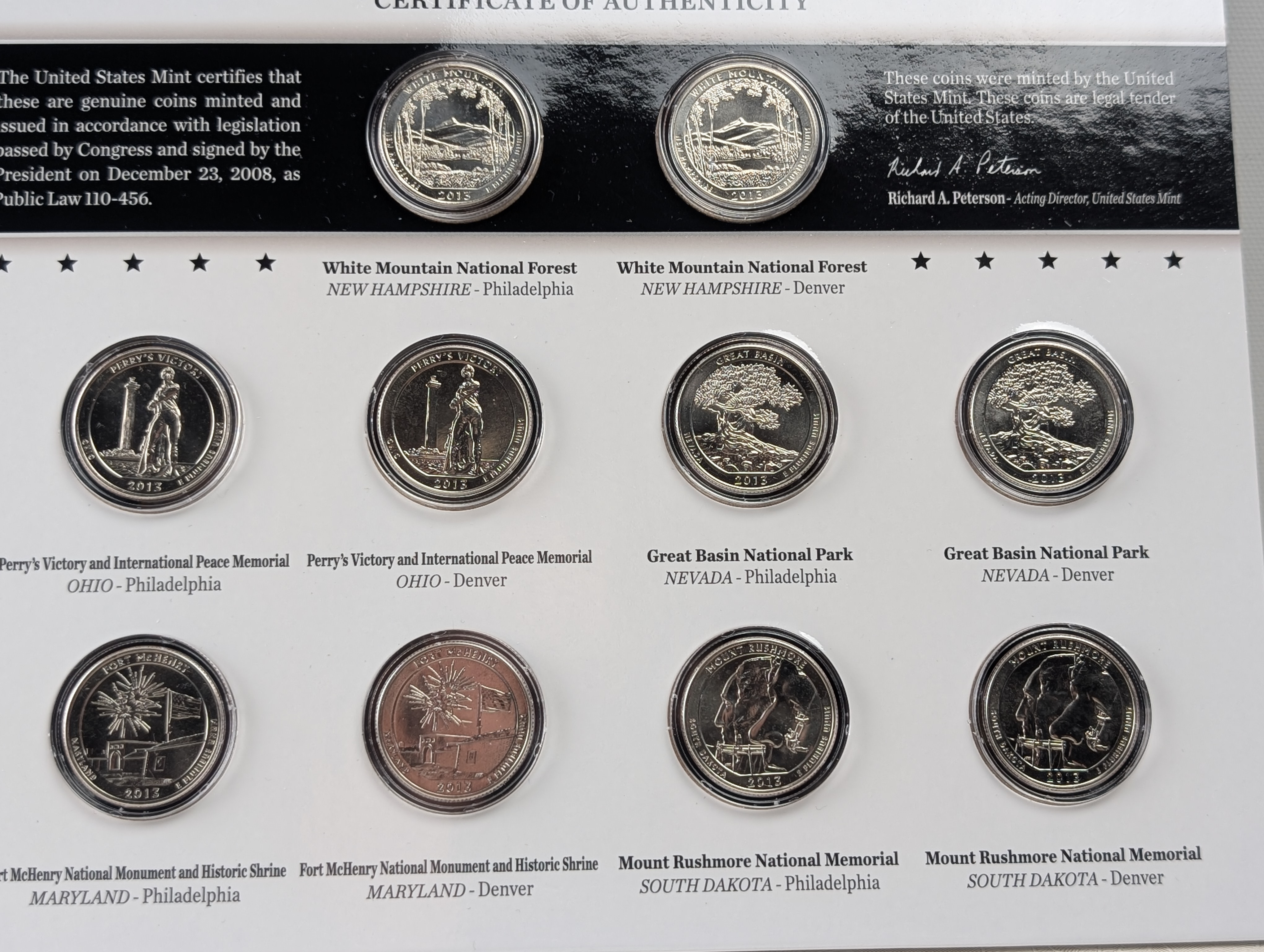 Partial 2013-2019 America The Beautiful Quarters UNC Sets in OGP w/ COA (6 Sets - Missing 2017)