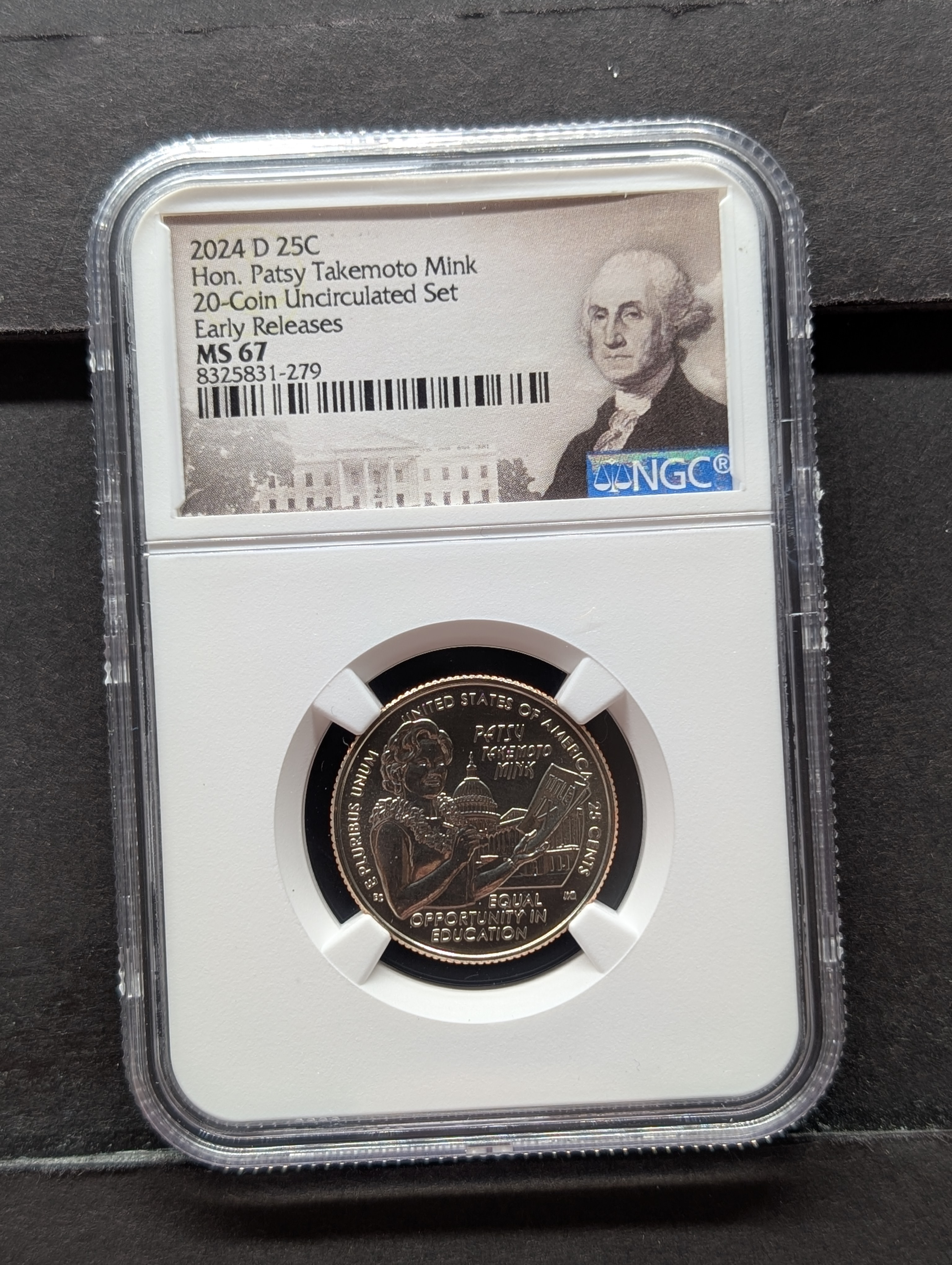 2024-D Hon. Patsy Takemoto Mink Quarter - NGC MS67 - Early Release