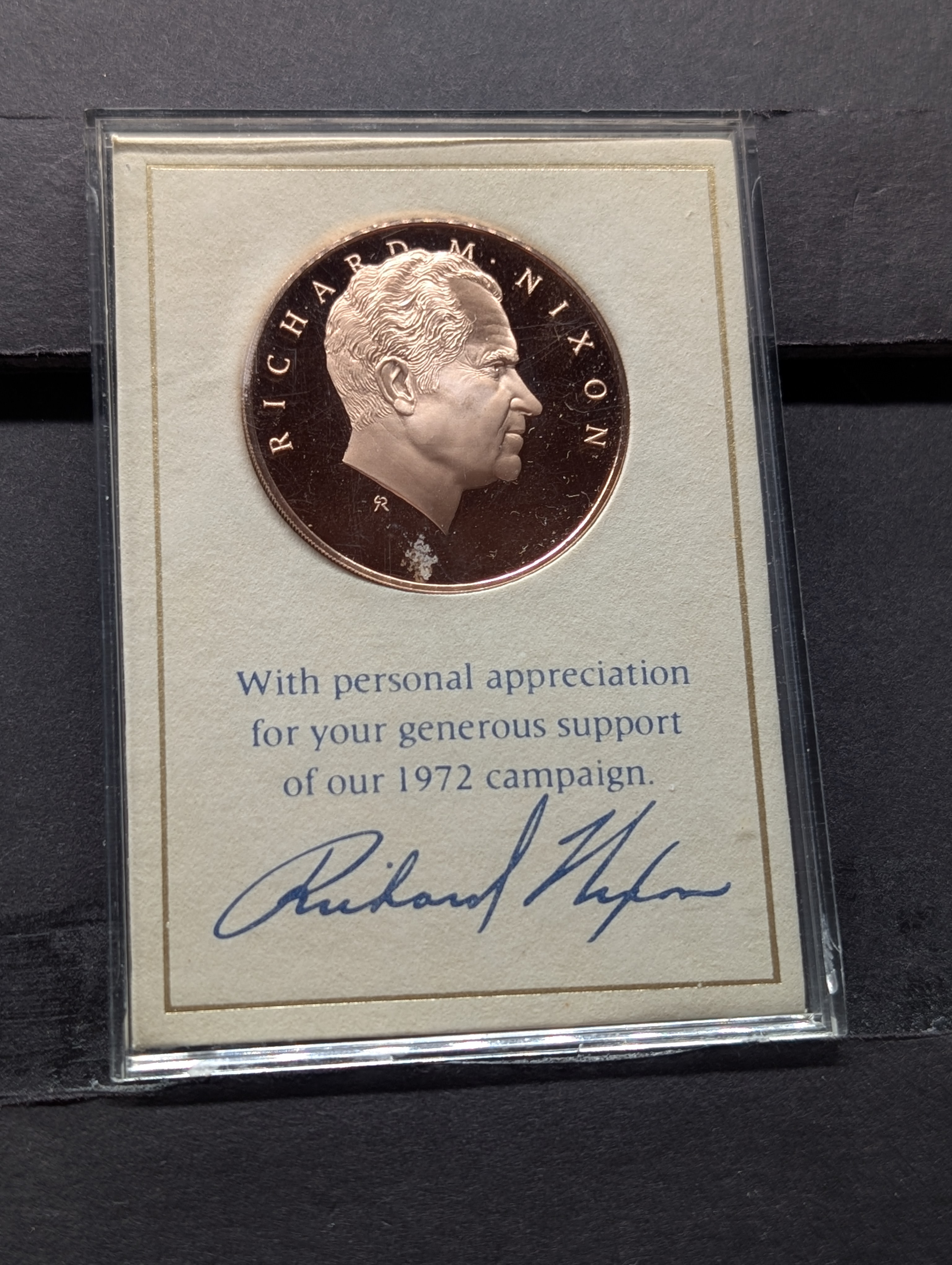 1972 Limited Edition Solid Bronze Richard Nixon Campaign Medal, Franklin Mint