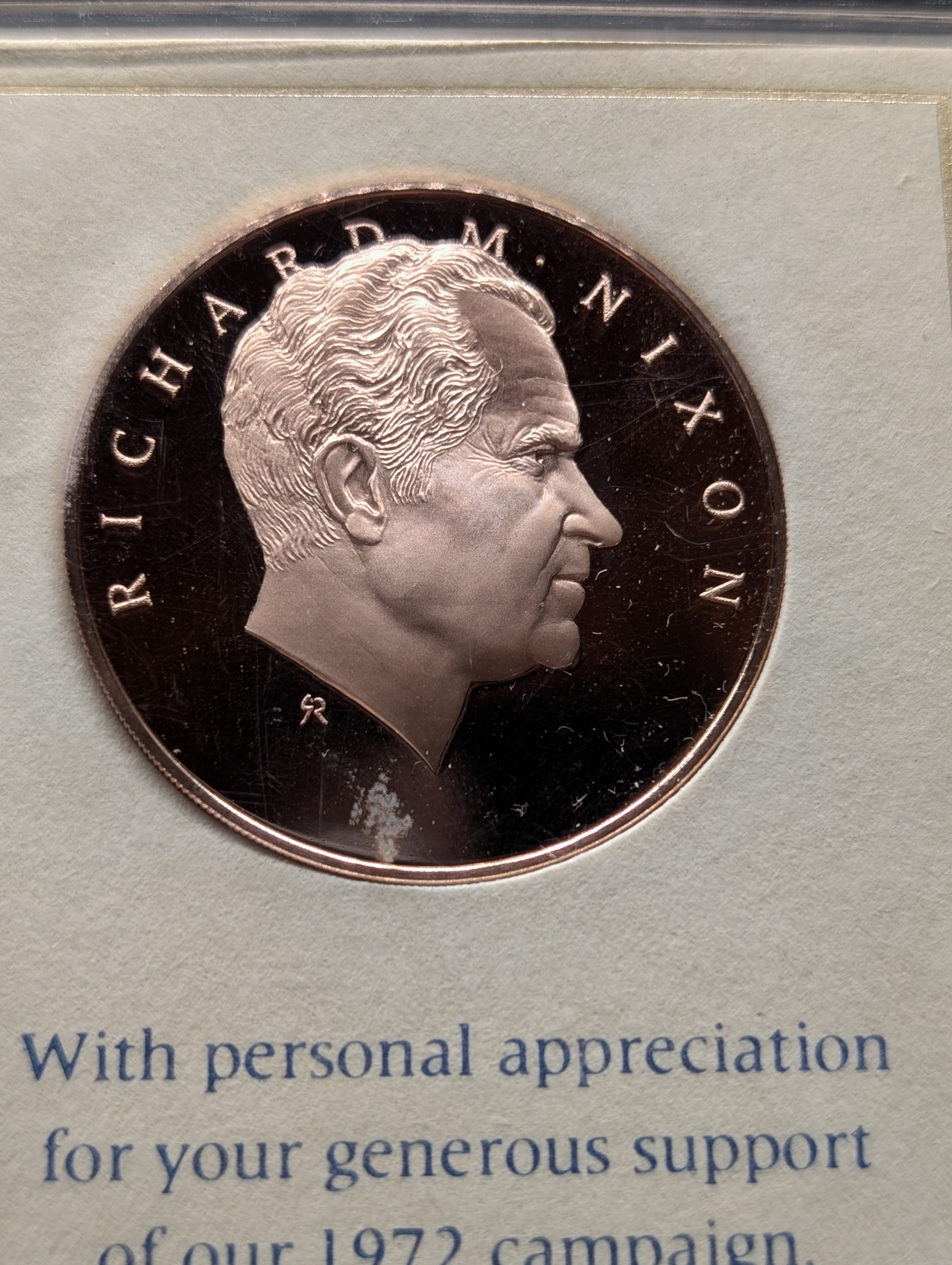 1972 Limited Edition Solid Bronze Richard Nixon Campaign Medal, Franklin Mint