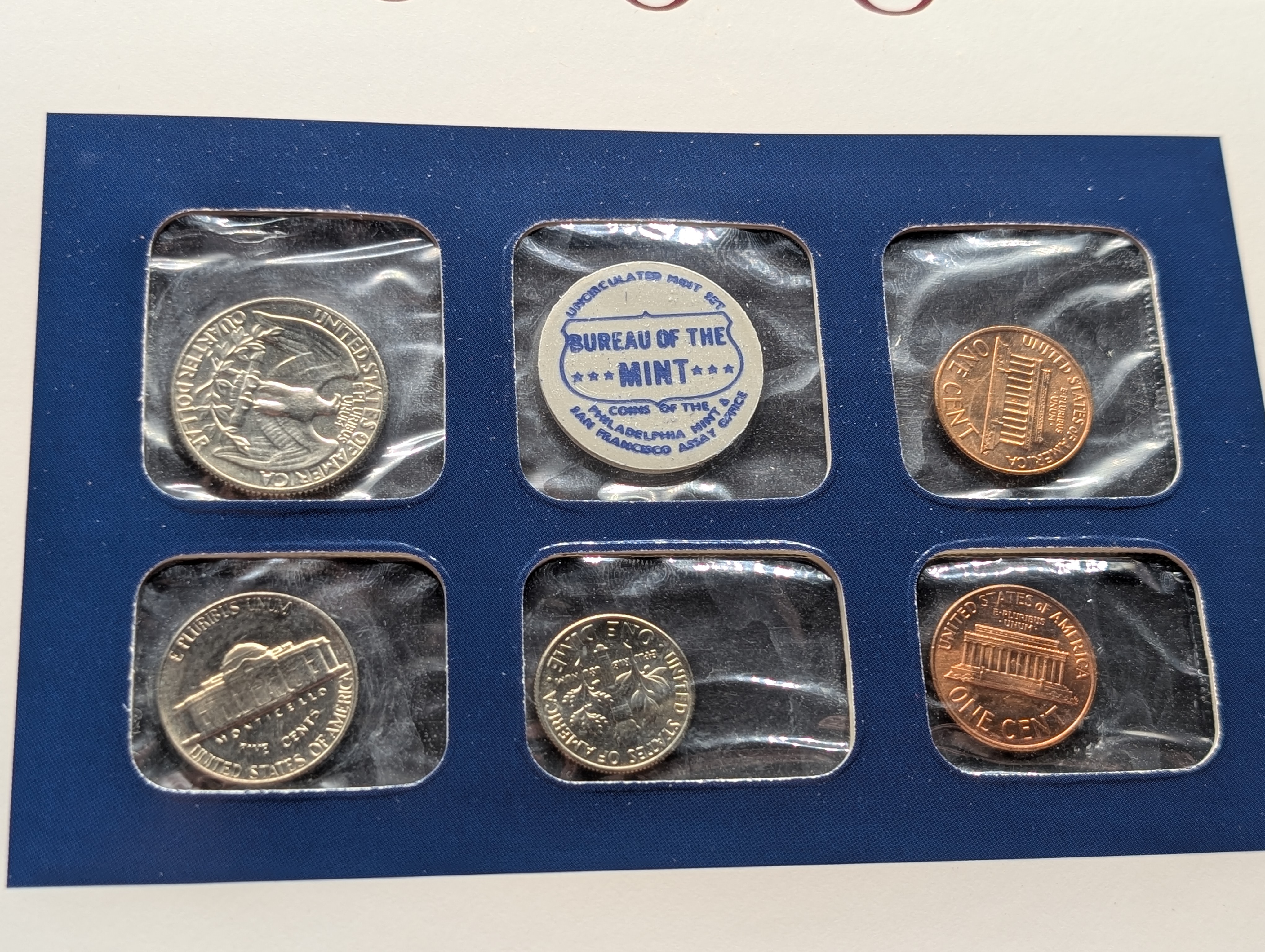 1968-P, D, & S Mint Set and Binder Page Info Card Including 2 Stamps, with 40% Silver Kennedy Half Dollar