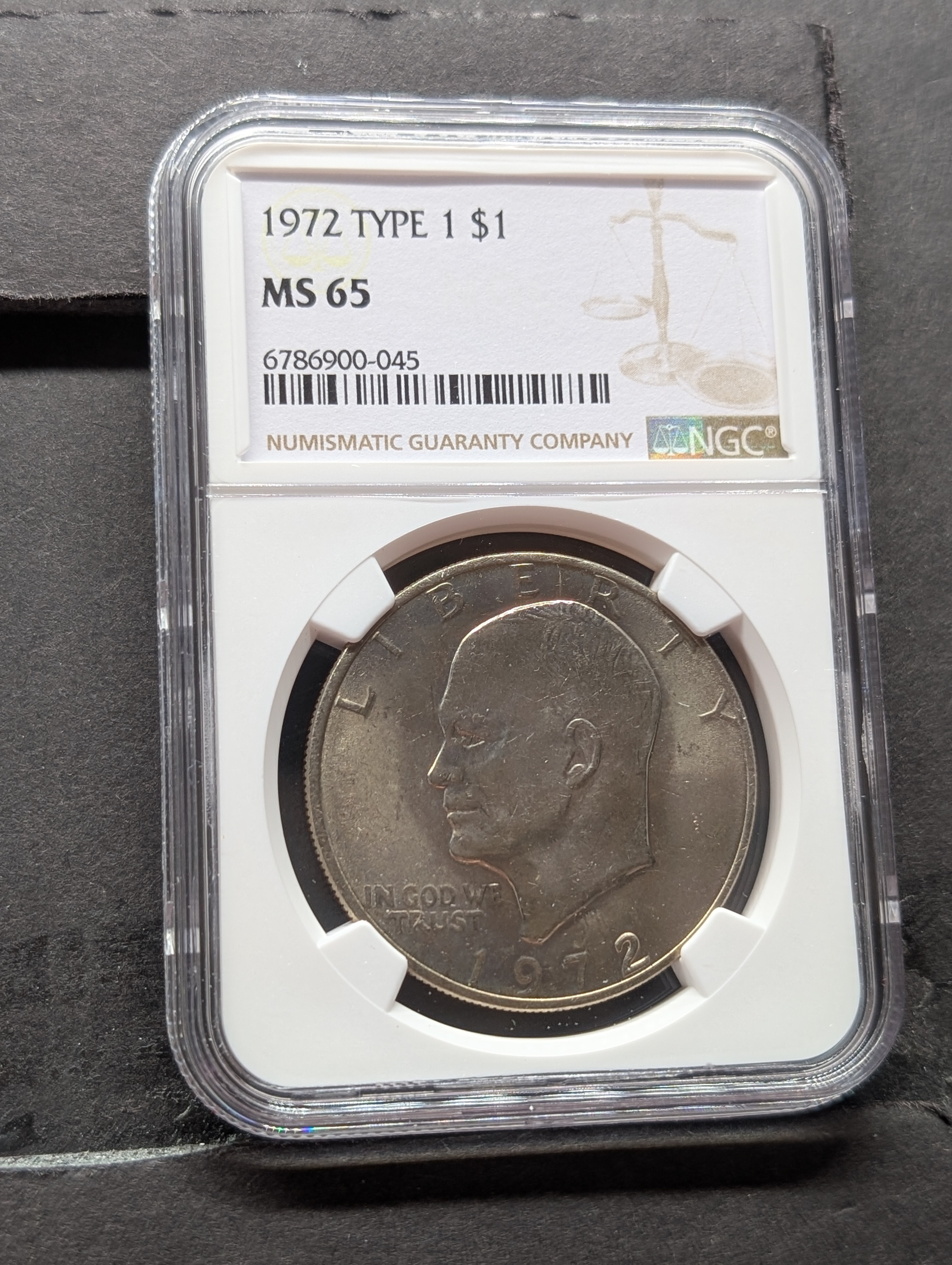 1972 Type 1 Eisenhower Dollar - NGC MS65