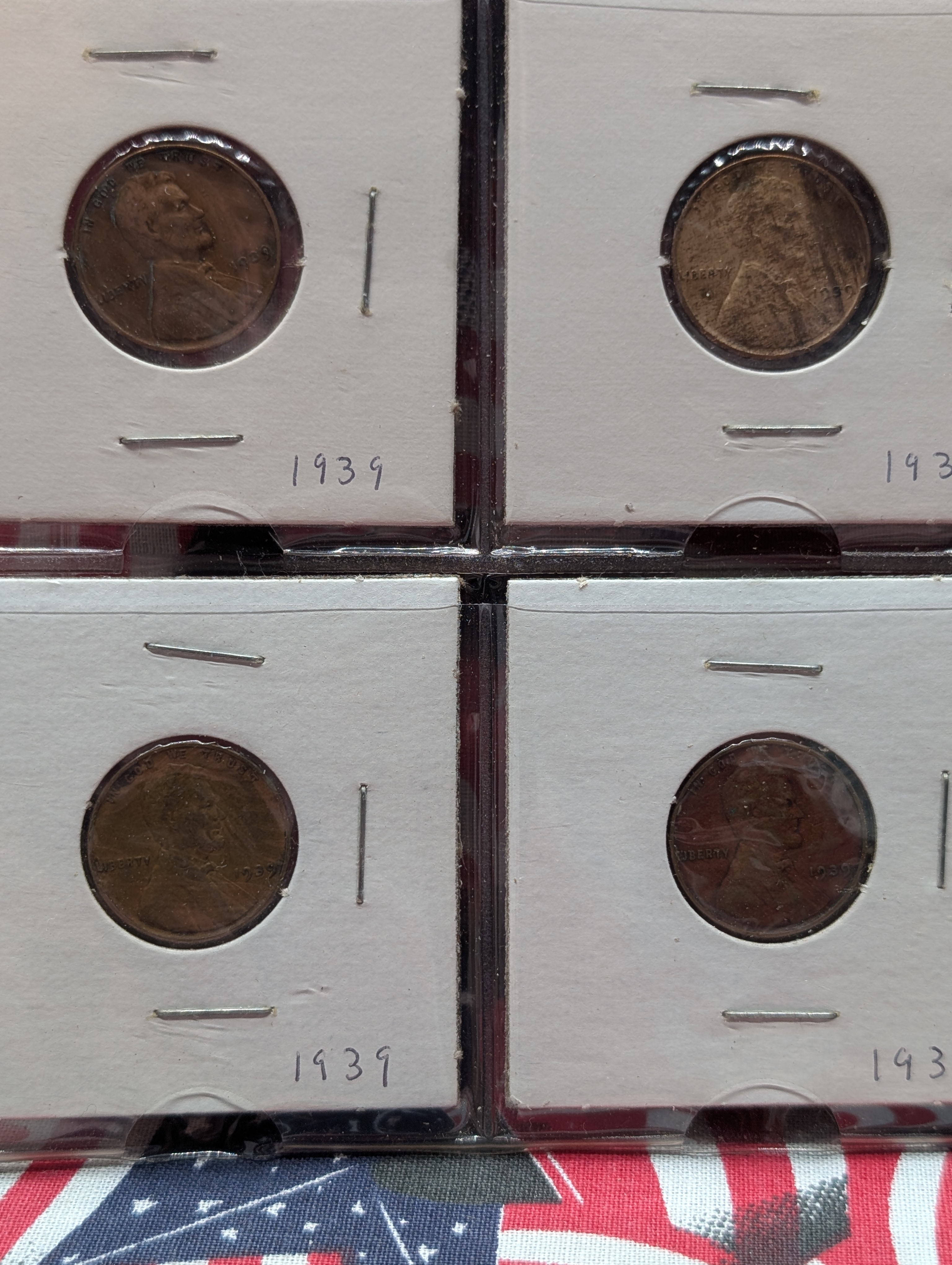 Full Binder Page of Wheat Pennies - 20 Coins all 1938 and 1939's